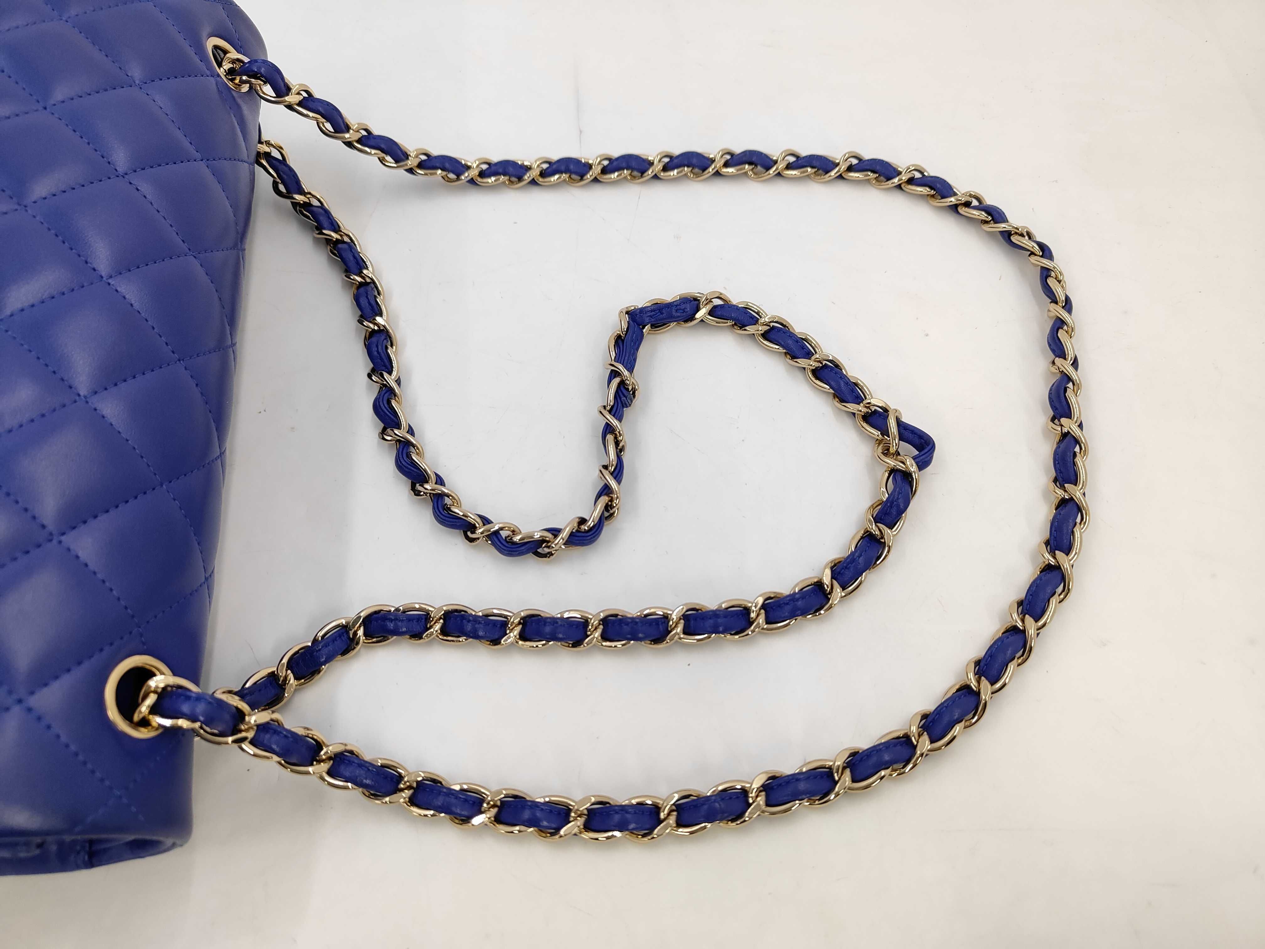 BAG LAMBSKIN A58600 DOUBLE FLAP 30 CM JUMBO NAVY GHW NO. 24 W — view 5