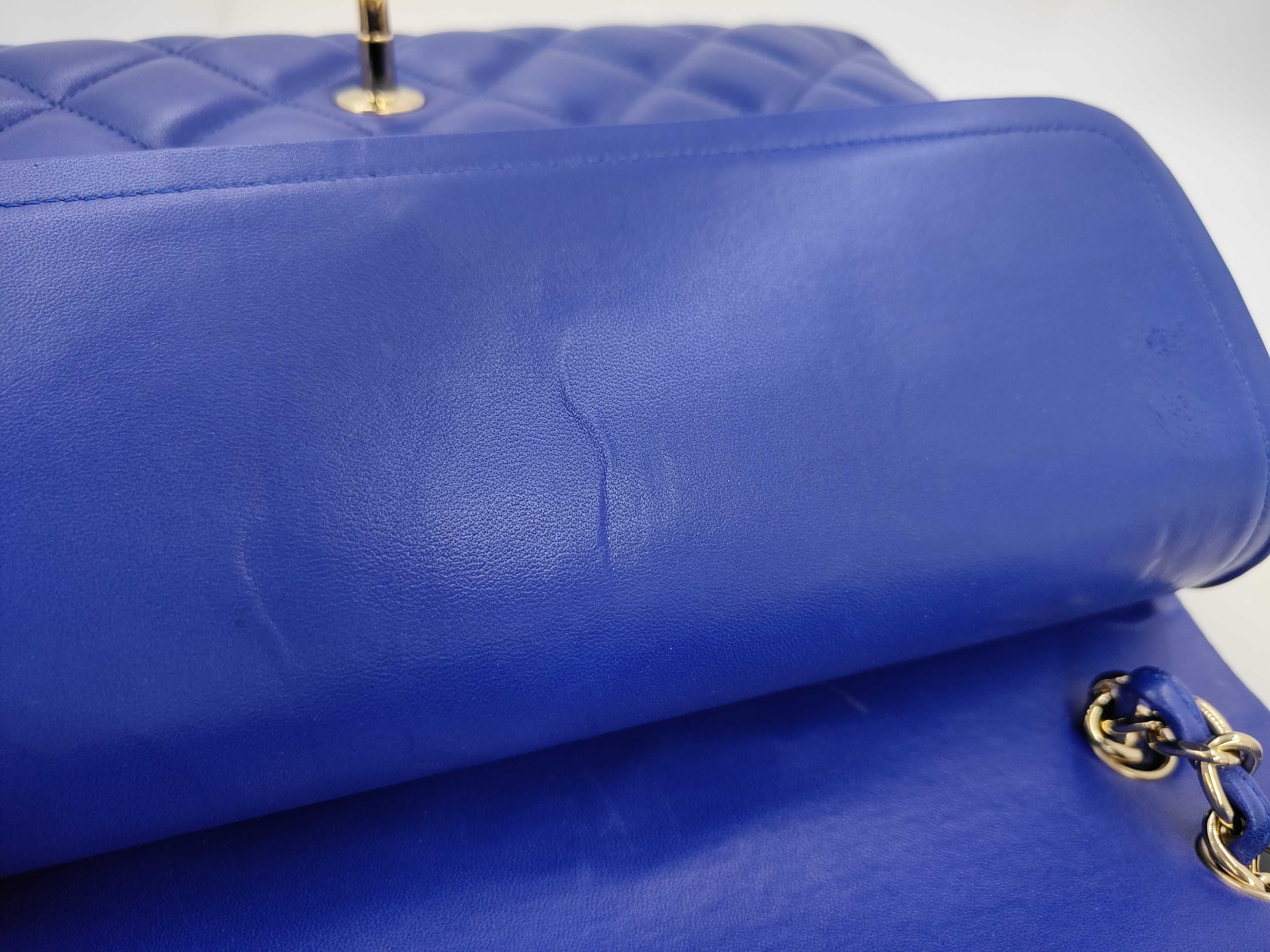 BAG LAMBSKIN A58600 DOUBLE FLAP 30 CM JUMBO NAVY GHW NO. 24 W — view 8