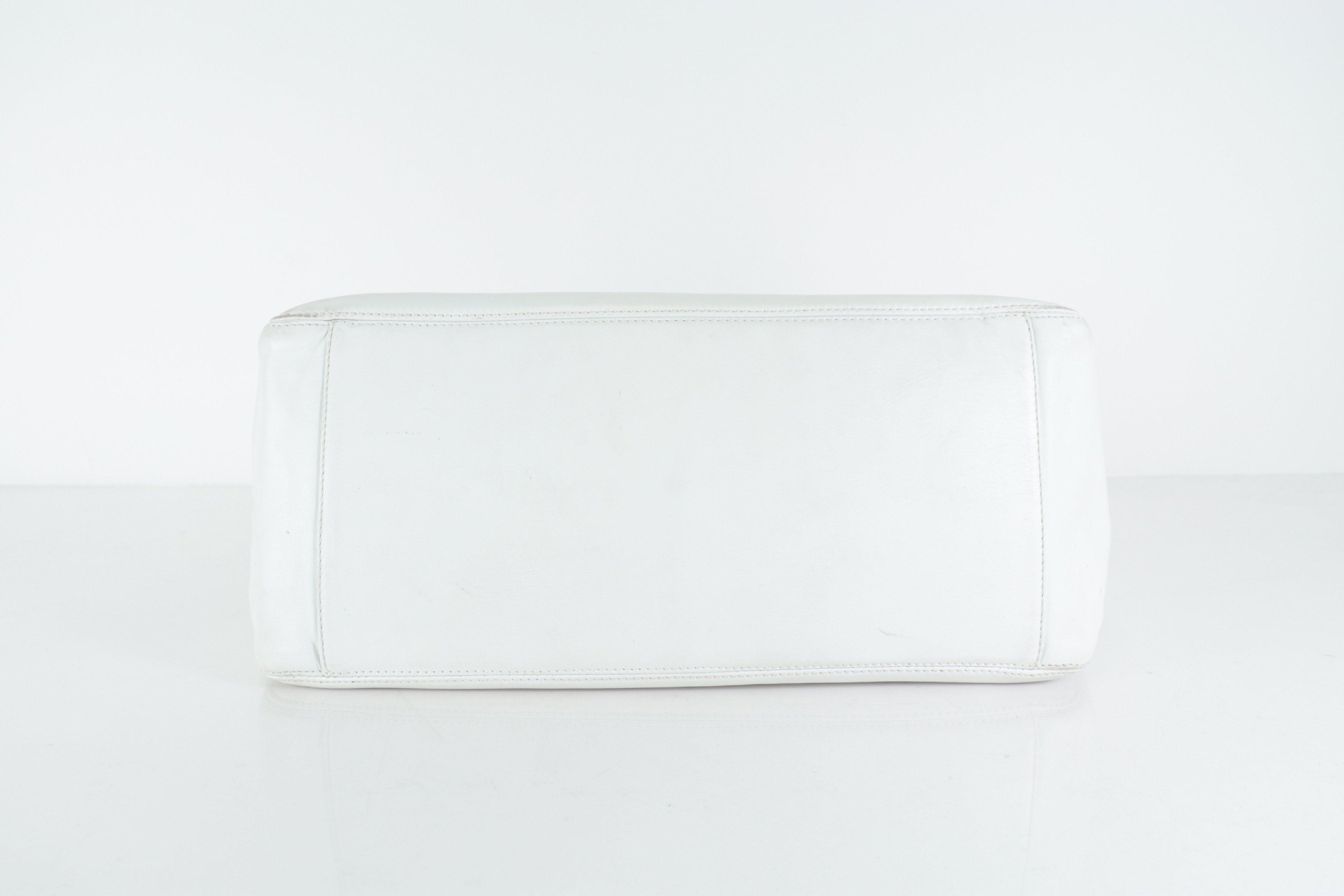 Lambskin Large Coco White Chain Tote Bag (Serial Number 5) — view 6