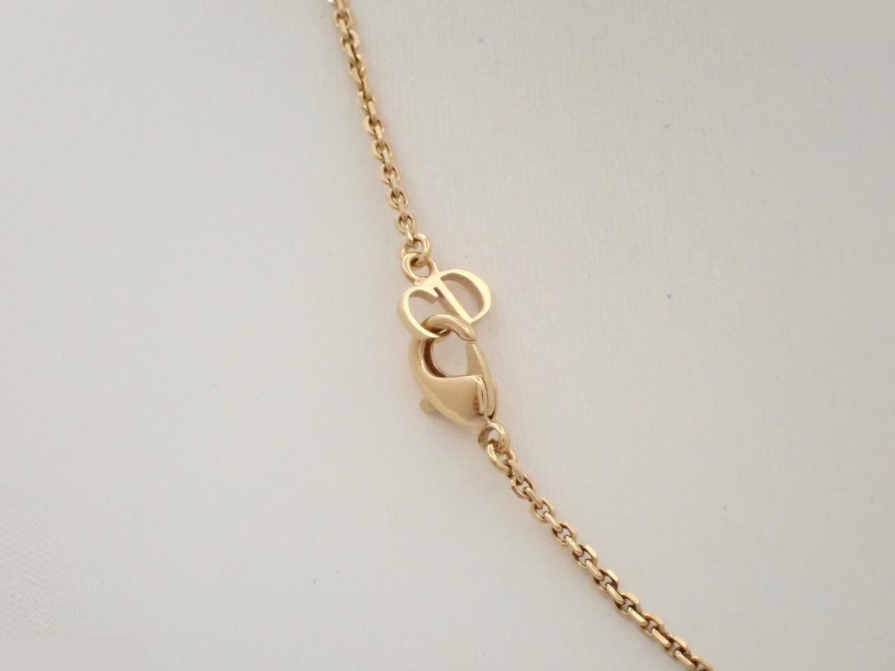 CD logo rhinestone necklace, gold plated, chain approximately 40cm. — view 2