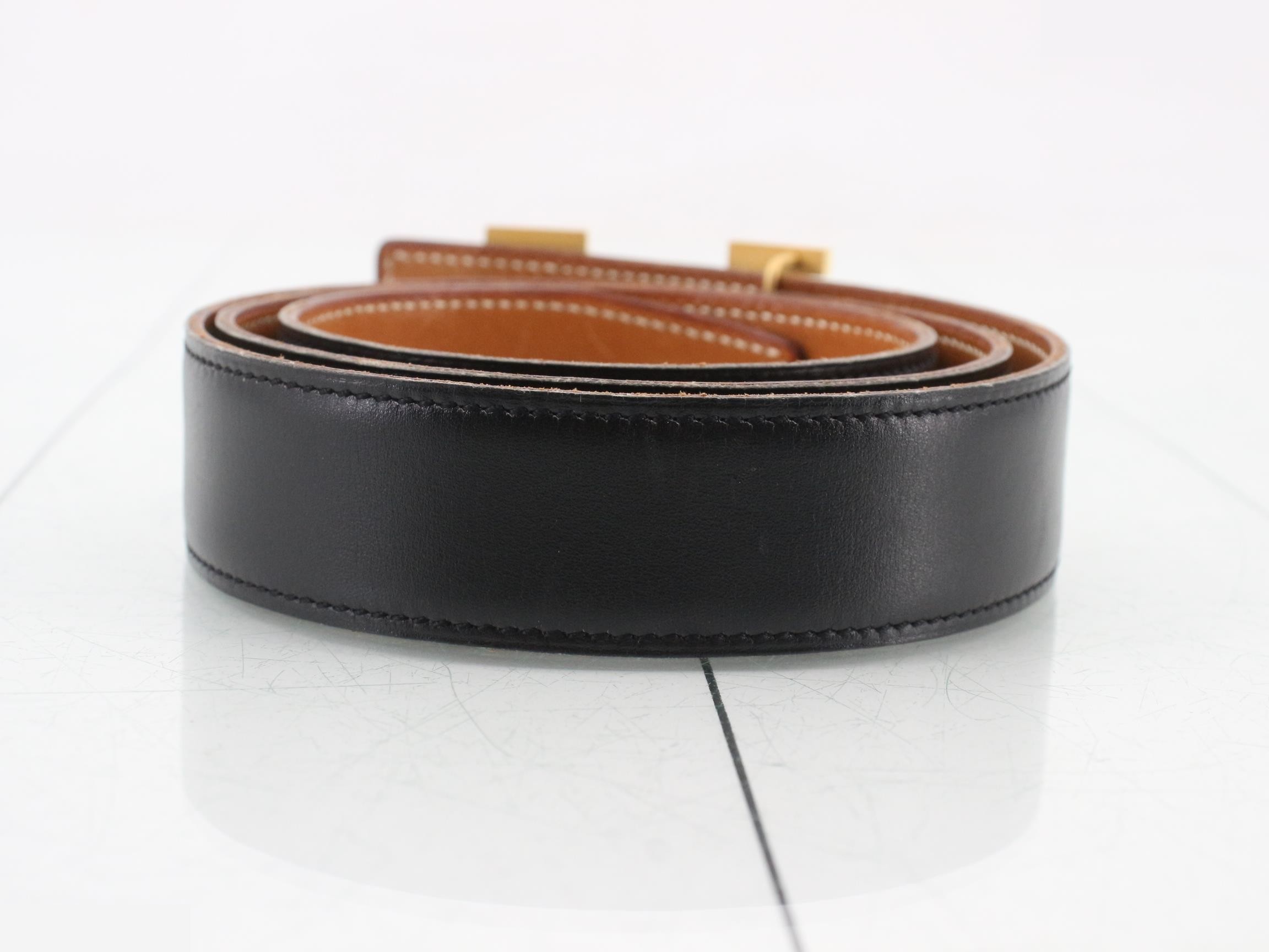 Constance H-buckle leather belt, S stamped, black — view 2