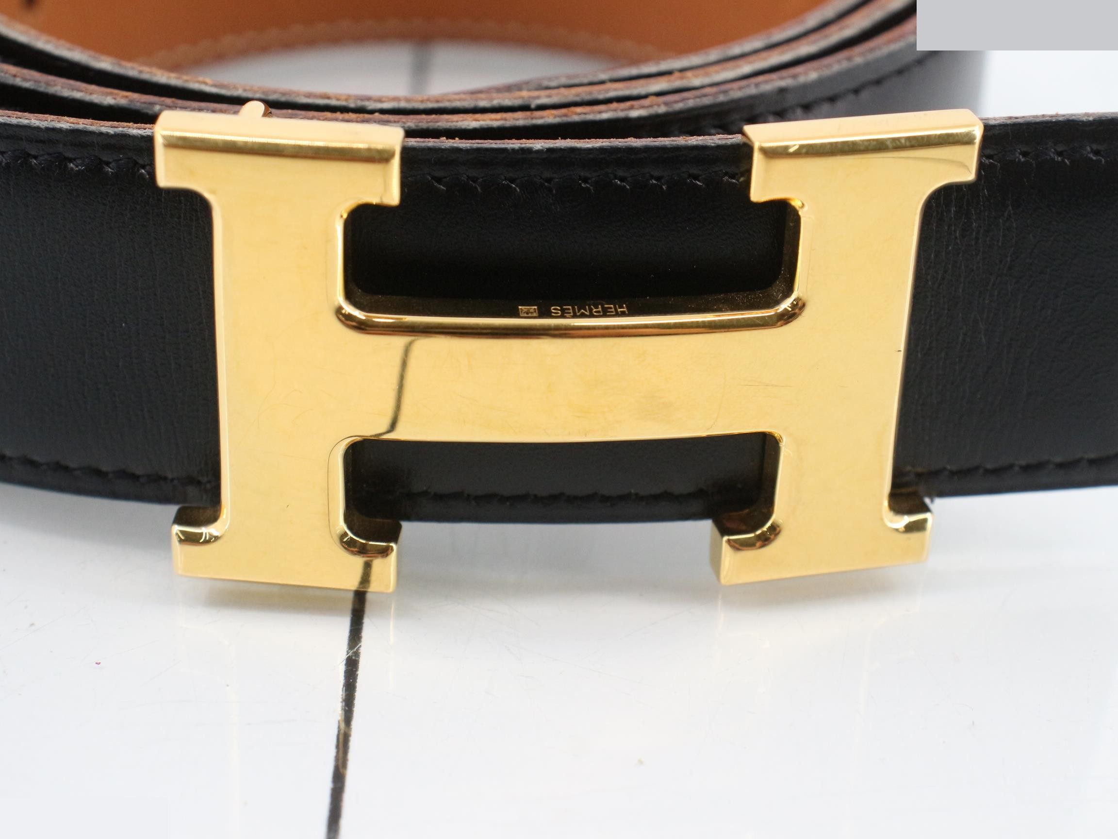 Constance H-buckle leather belt, S stamped, black — view 3