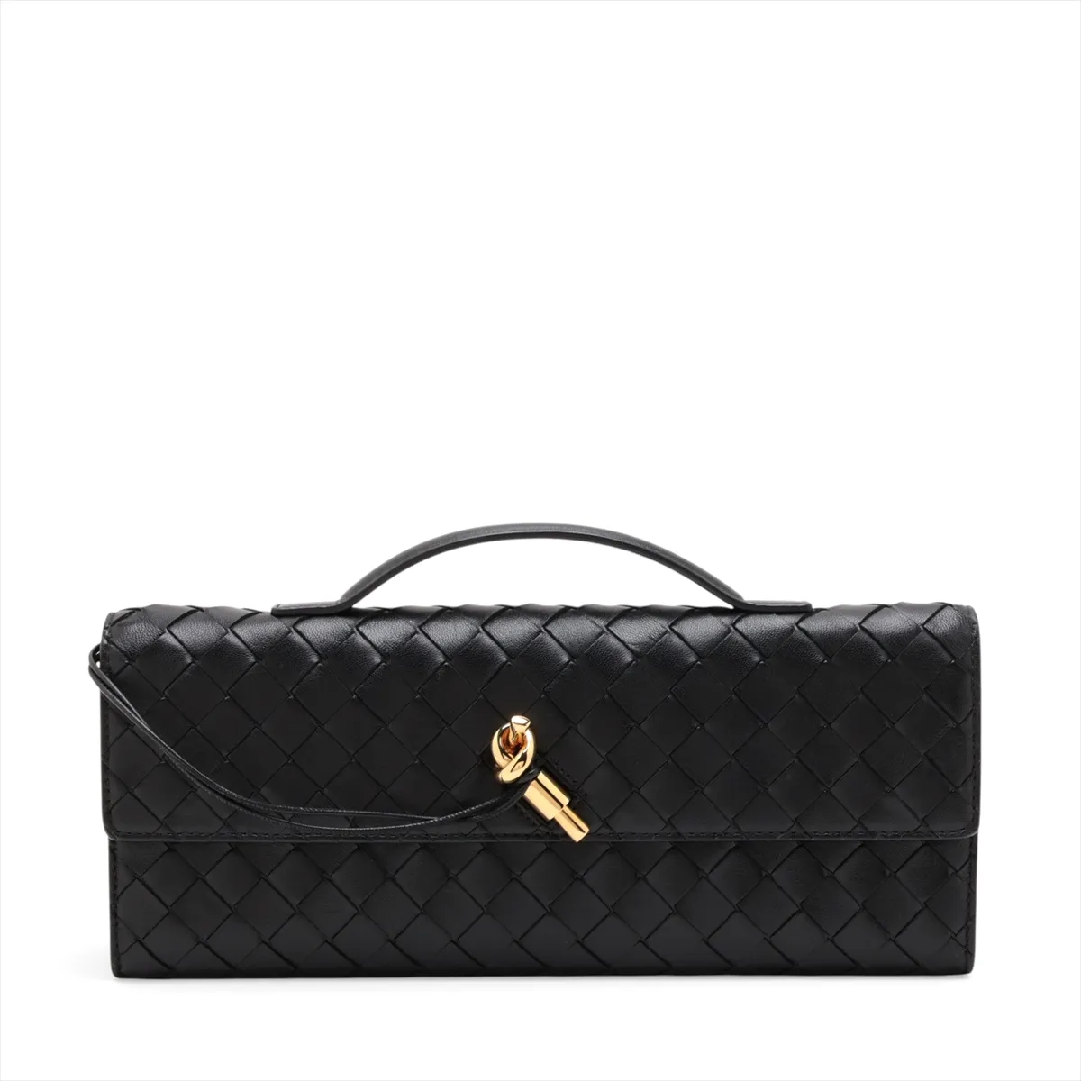 Intrecciato Andiamo Clutch Leather Clutch Bag Black