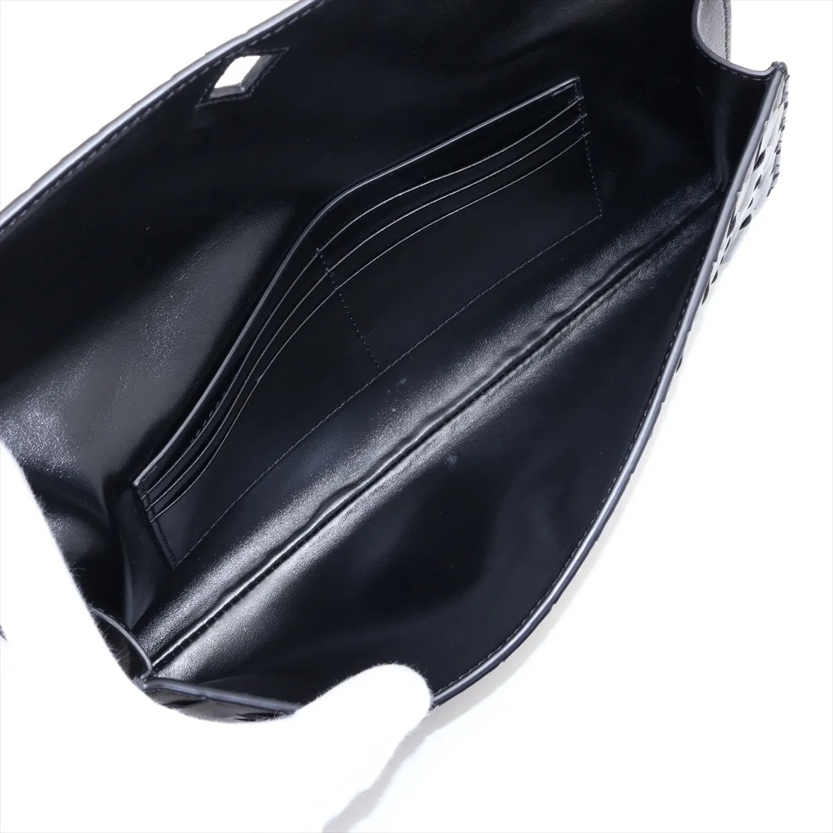 Intrecciato Andiamo Clutch Leather Clutch Bag Black — view 7