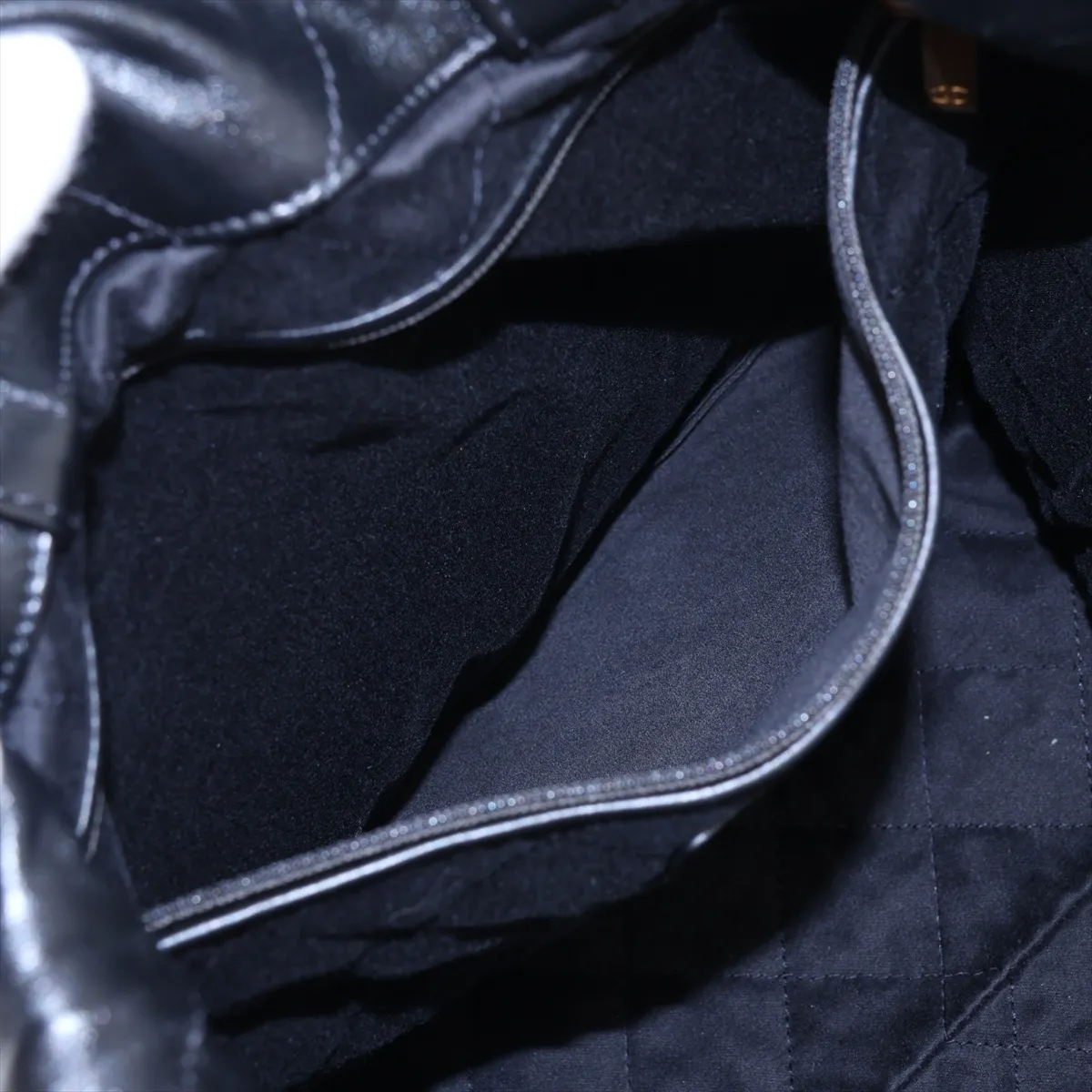 22 Backpack, Shiny Calfskin Chain Backpack, Black with Gold Hardware, EX1T3AK8, Random Plate — view 8