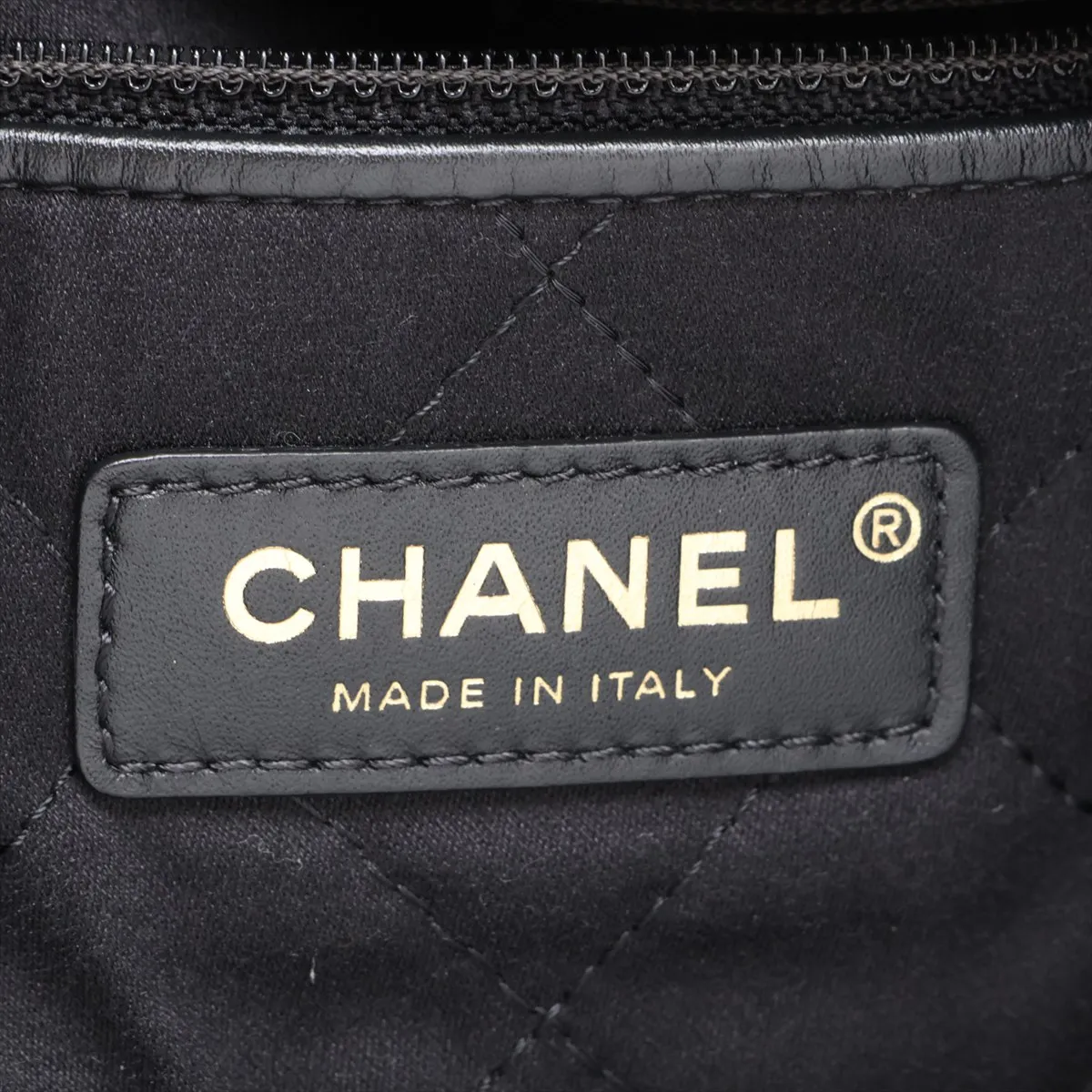 22 Backpack, Shiny Calfskin Chain Backpack, Black with Gold Hardware, EX1T3AK8, Random Plate — view 9