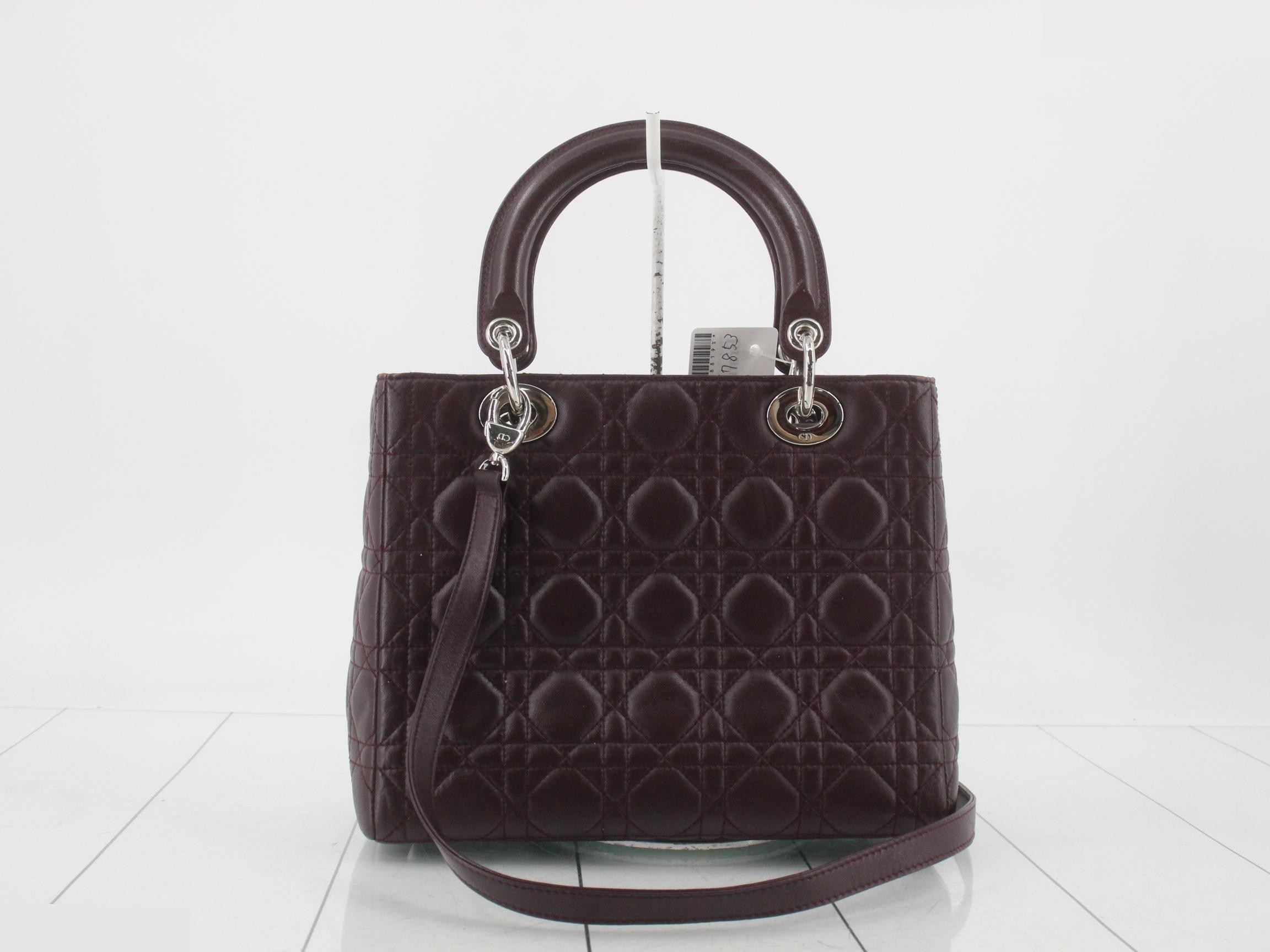 Lady Dior Cannage Lambskin 2-Way Bag, Purple — view 2