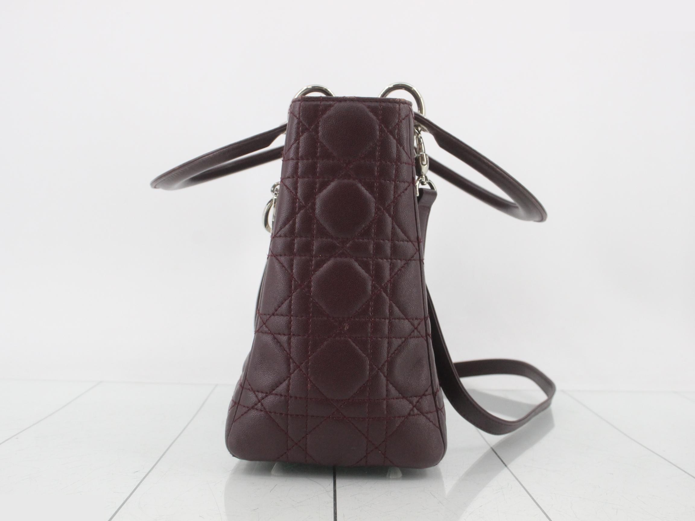 Lady Dior Cannage Lambskin 2-Way Bag, Purple — view 3