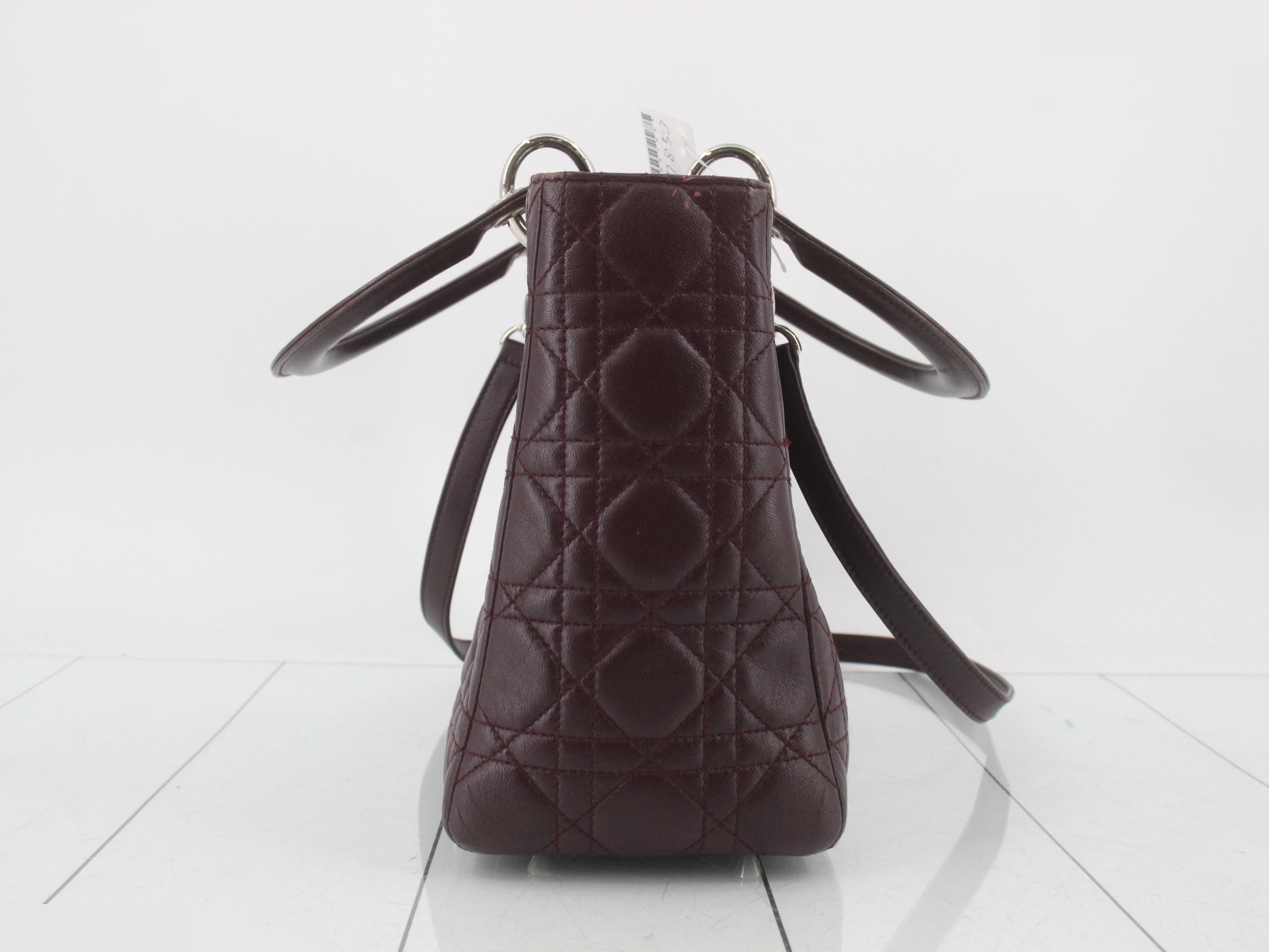 Lady Dior Cannage Lambskin 2-Way Bag, Purple — view 4
