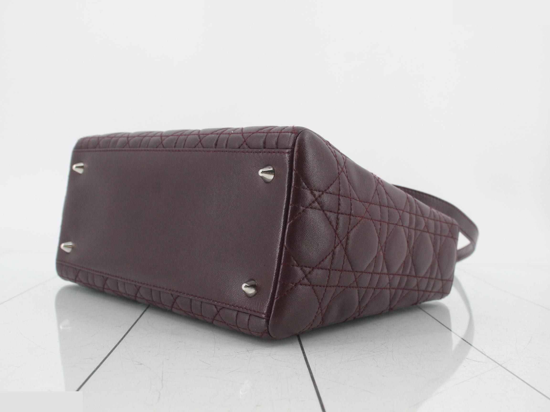 Lady Dior Cannage Lambskin 2-Way Bag, Purple — view 6