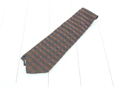 Necktie: Navy x Brown, Striped x Dot