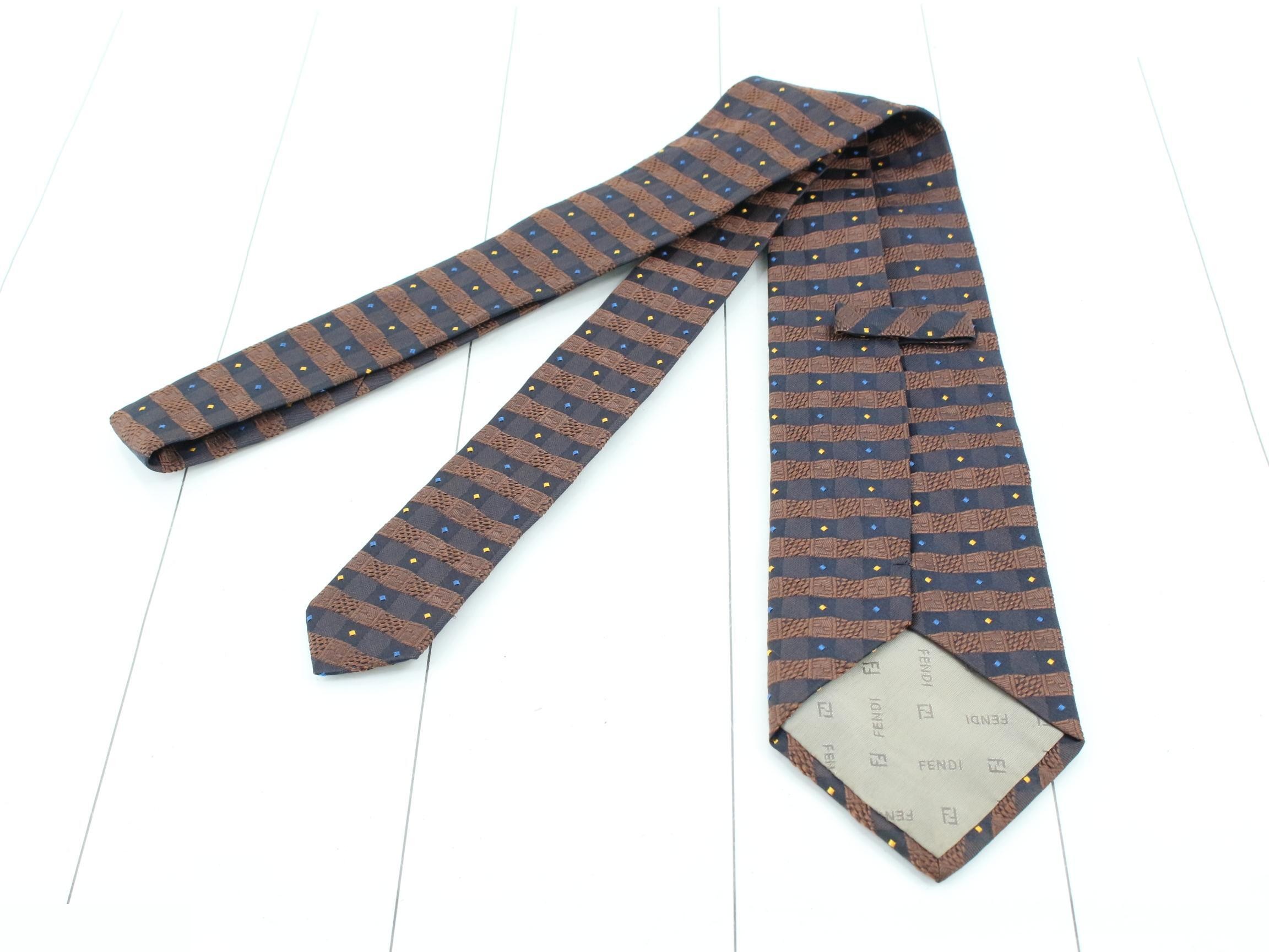 Necktie: Navy x Brown, Striped x Dot — view 2