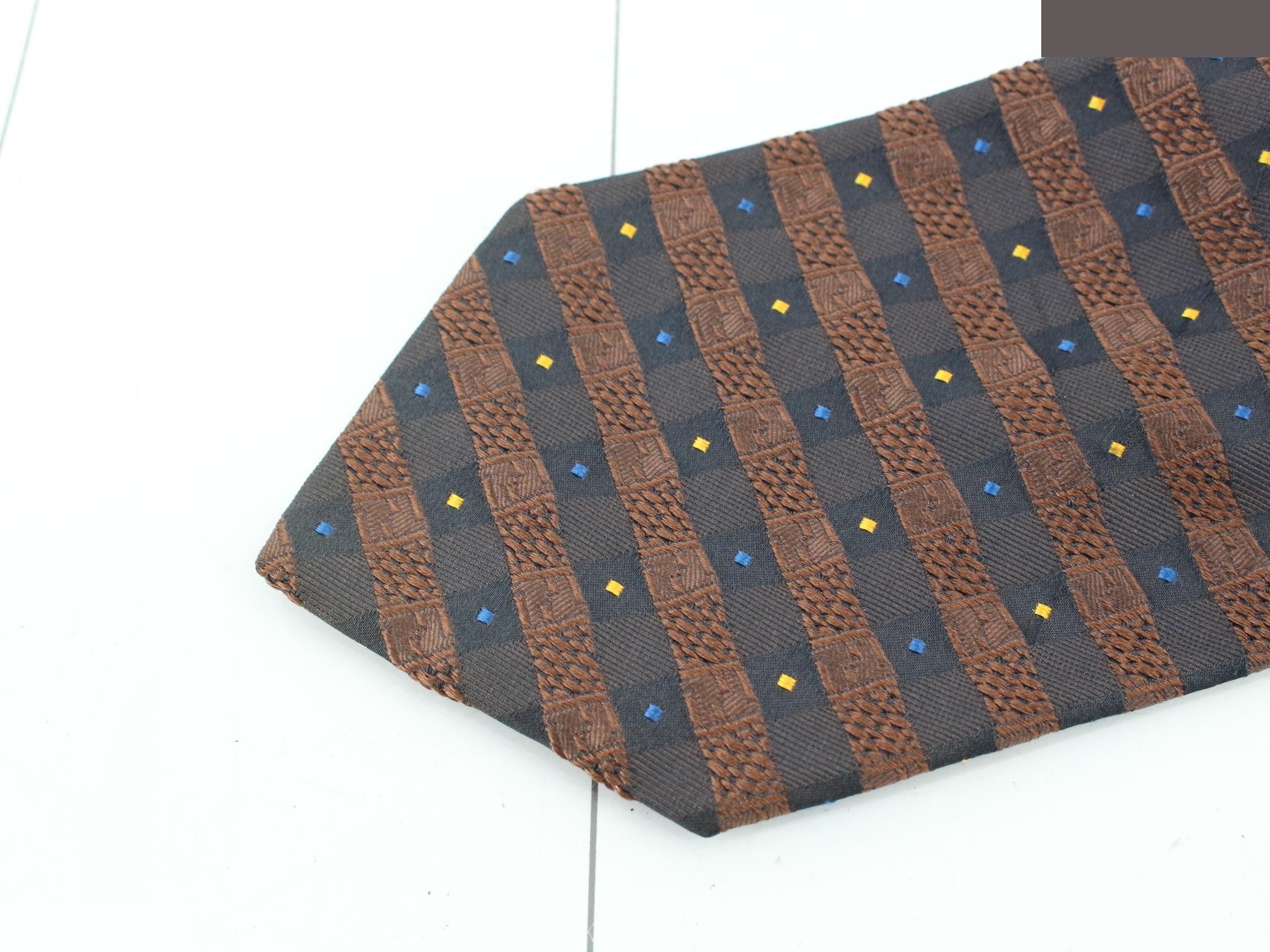 Necktie: Navy x Brown, Striped x Dot — view 3
