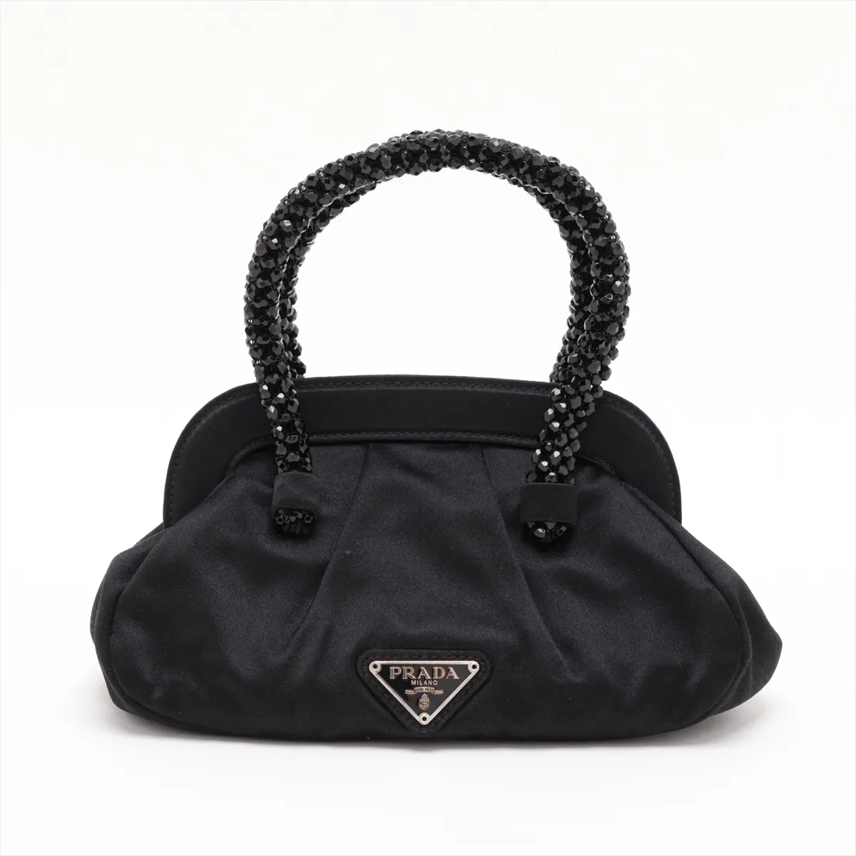 satin and beaded handbag, black