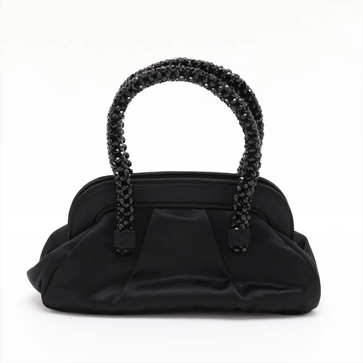 satin and beaded handbag, black — view 2