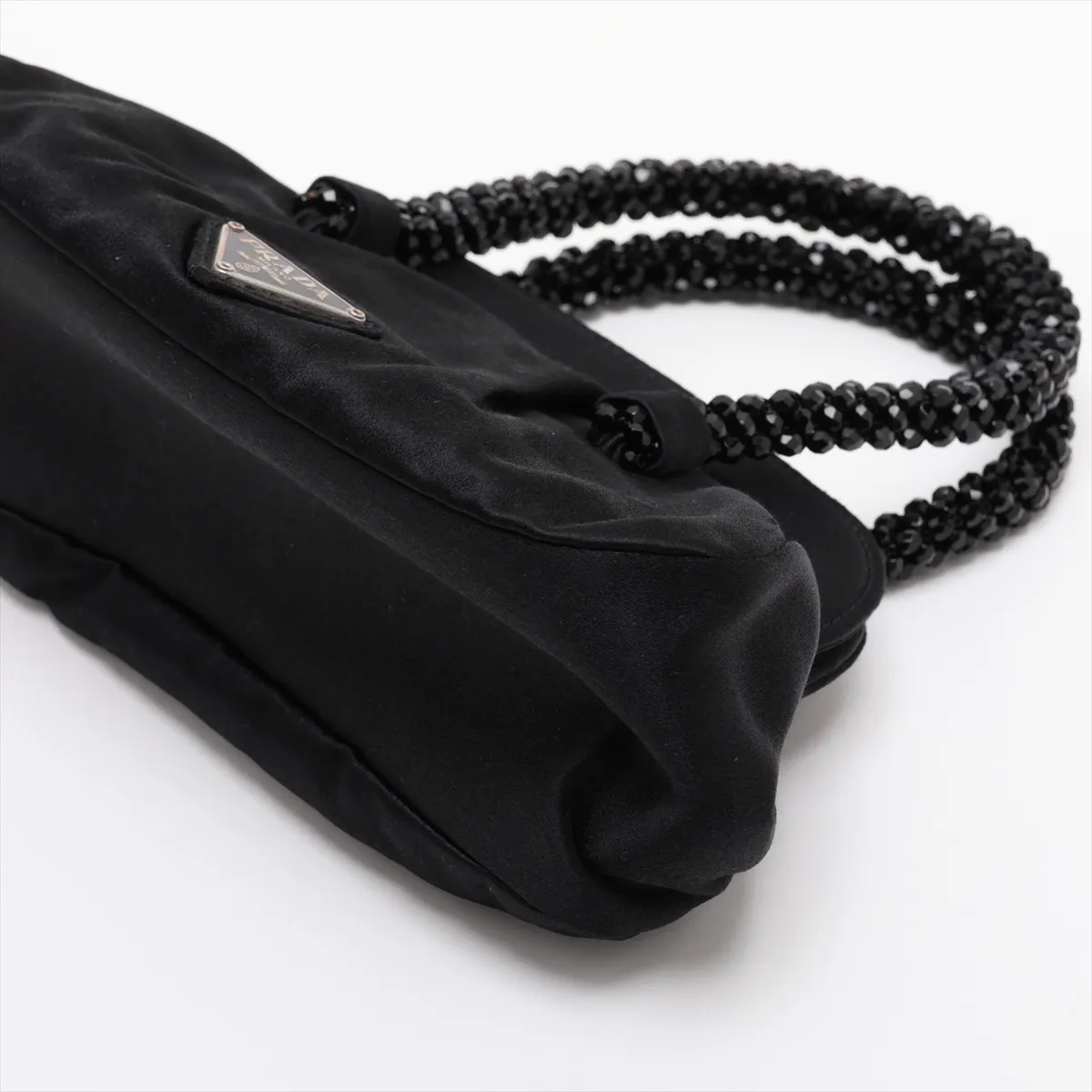 satin and beaded handbag, black — view 3