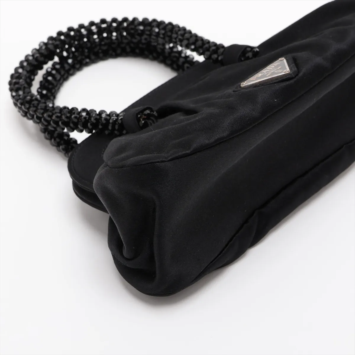 satin and beaded handbag, black — view 4