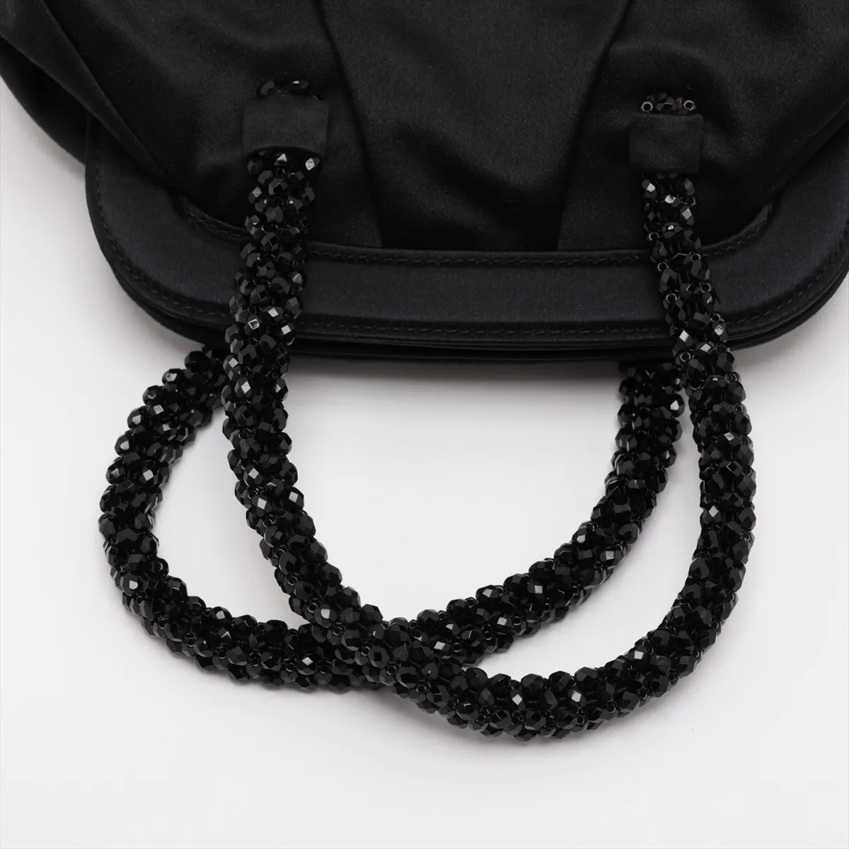 satin and beaded handbag, black — view 5