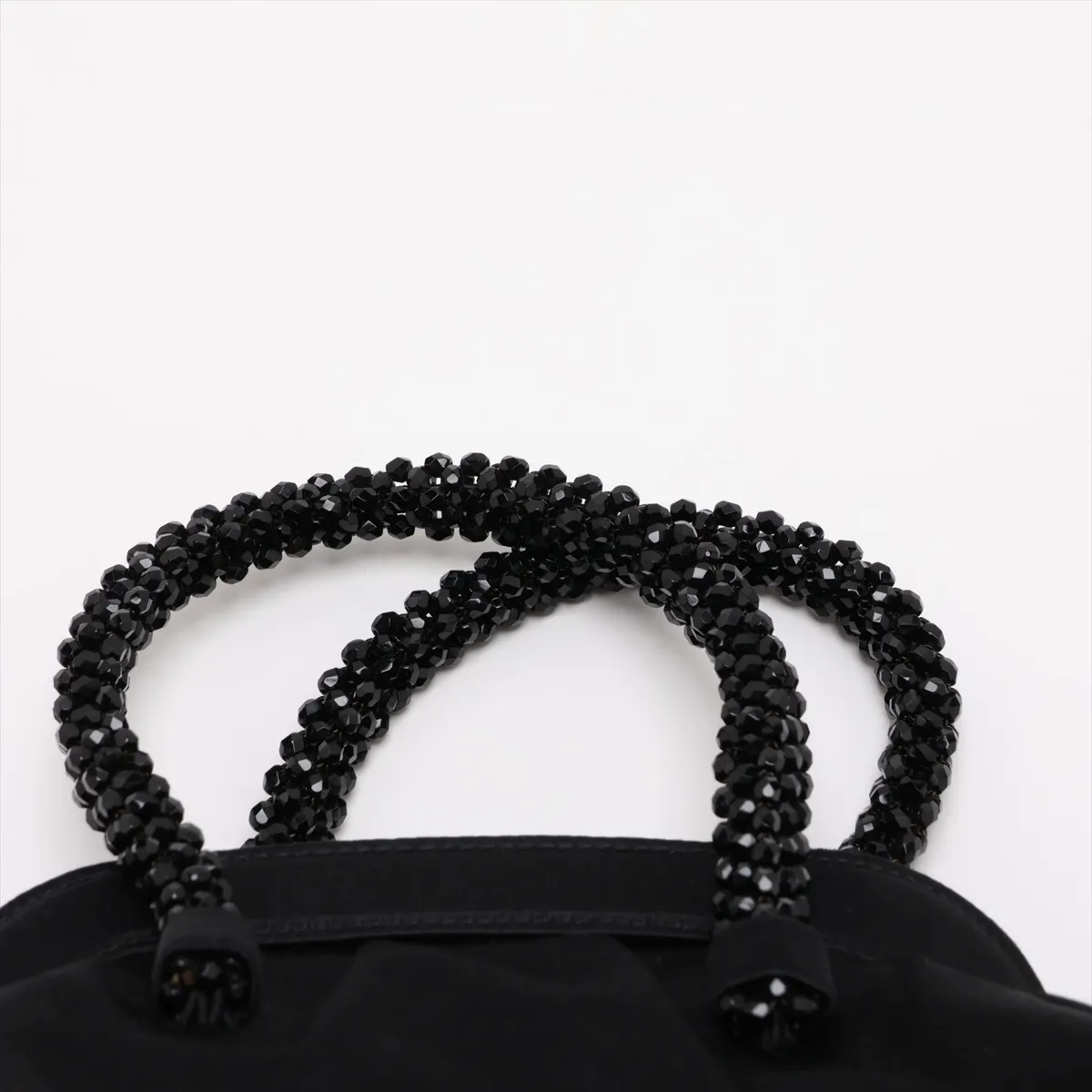 satin and beaded handbag, black — view 6