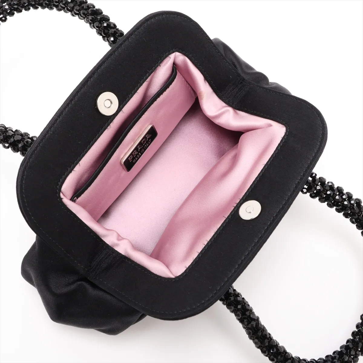 satin and beaded handbag, black — view 7