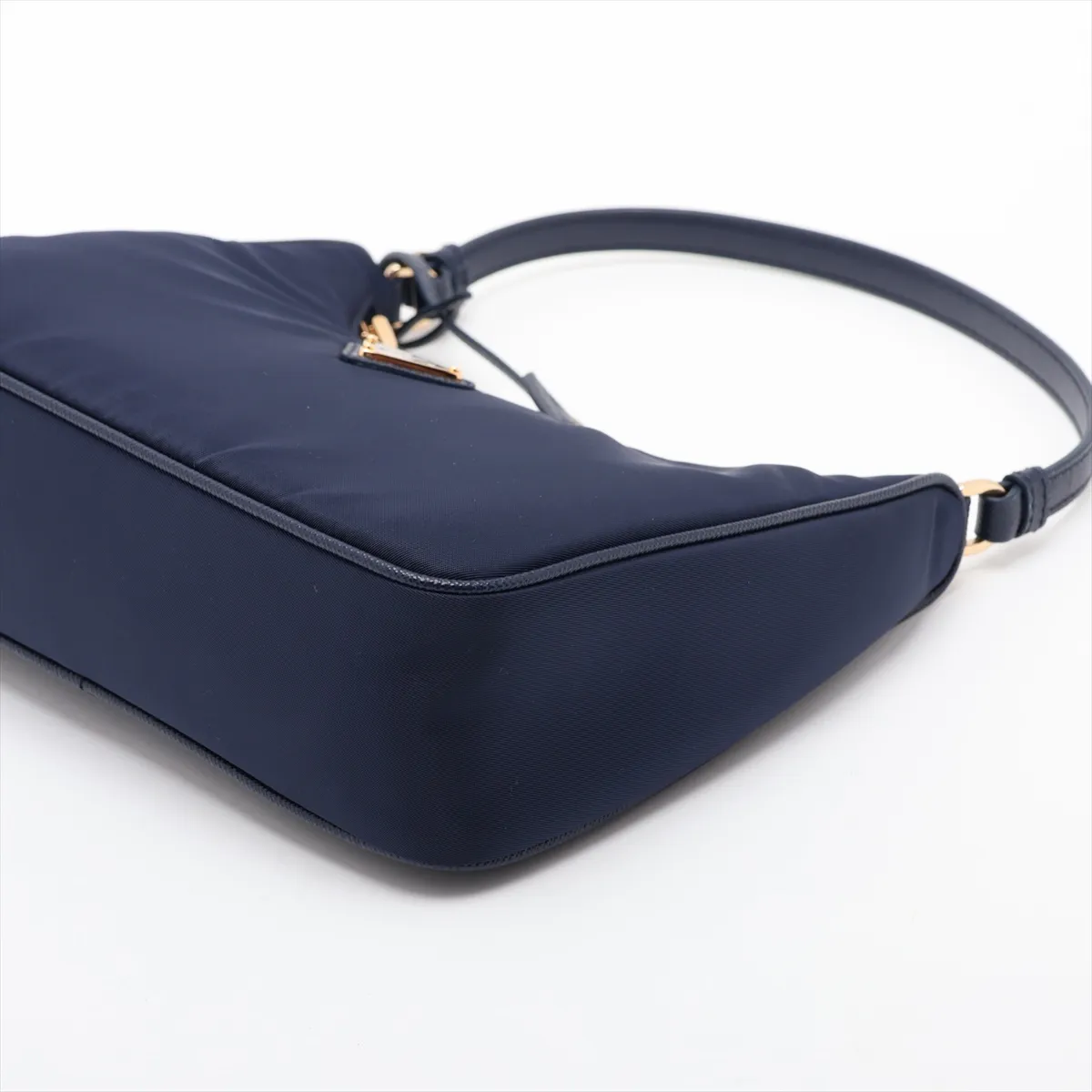 Tessuto Nylon x Leather Handbag, Navy, 1N204M — view 3