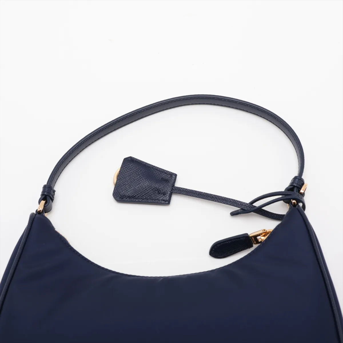Tessuto Nylon x Leather Handbag, Navy, 1N204M — view 6