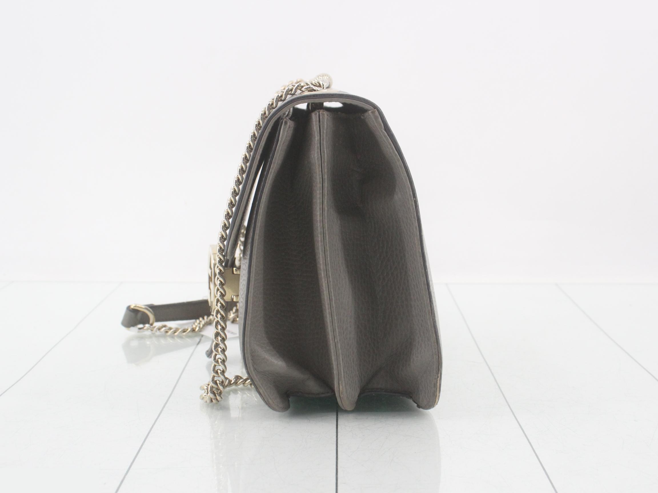 Small leather chain shoulder bag with interlocking G logo — view 3