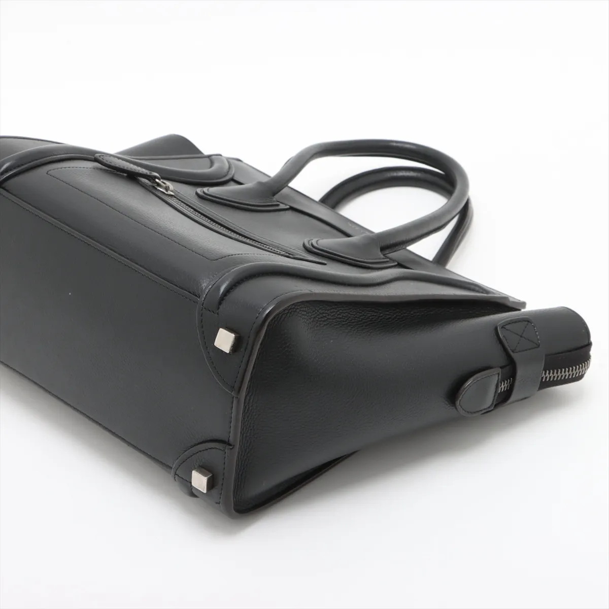 Luggage Micro Shopper Leather Handbag Black — view 3