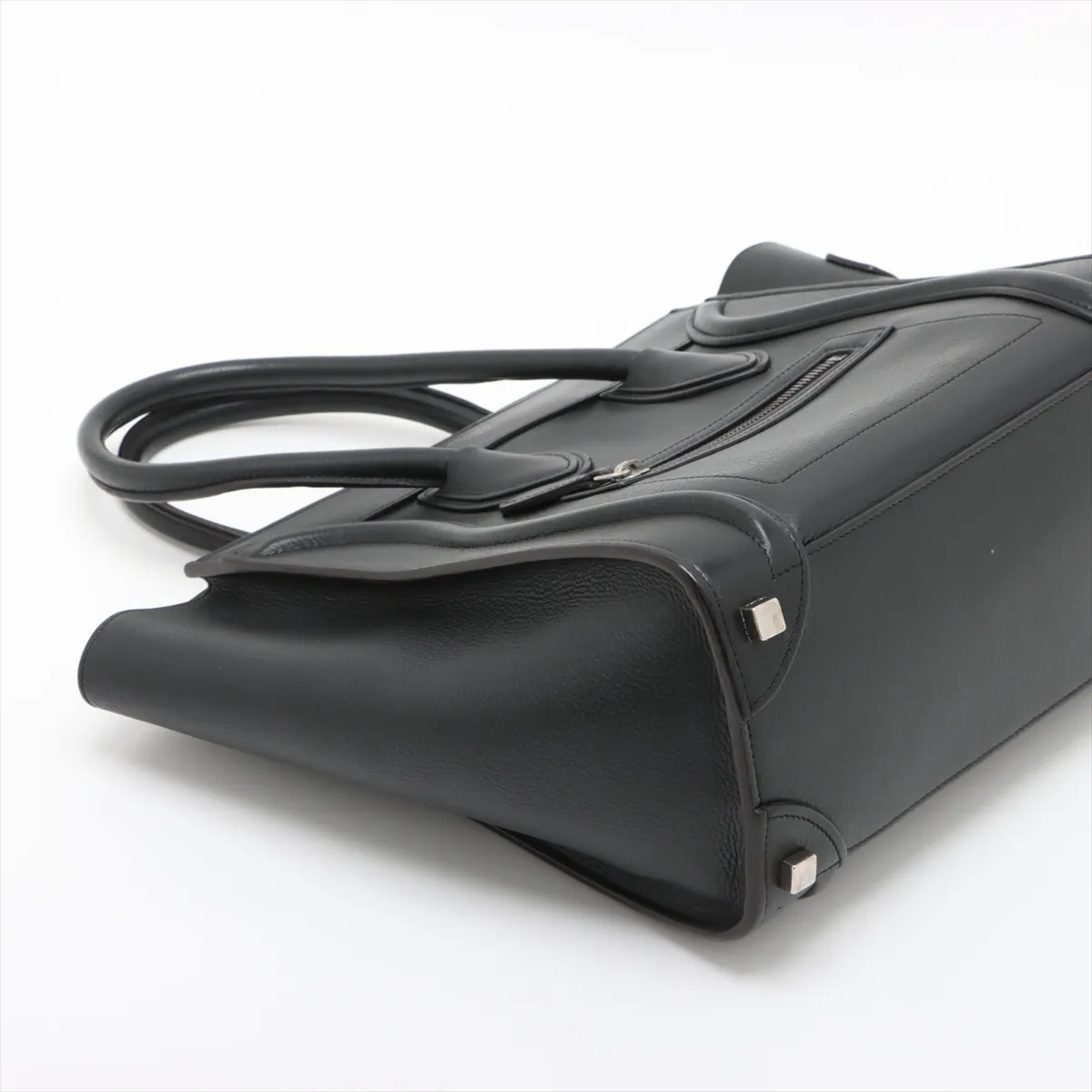 Luggage Micro Shopper Leather Handbag Black — view 4