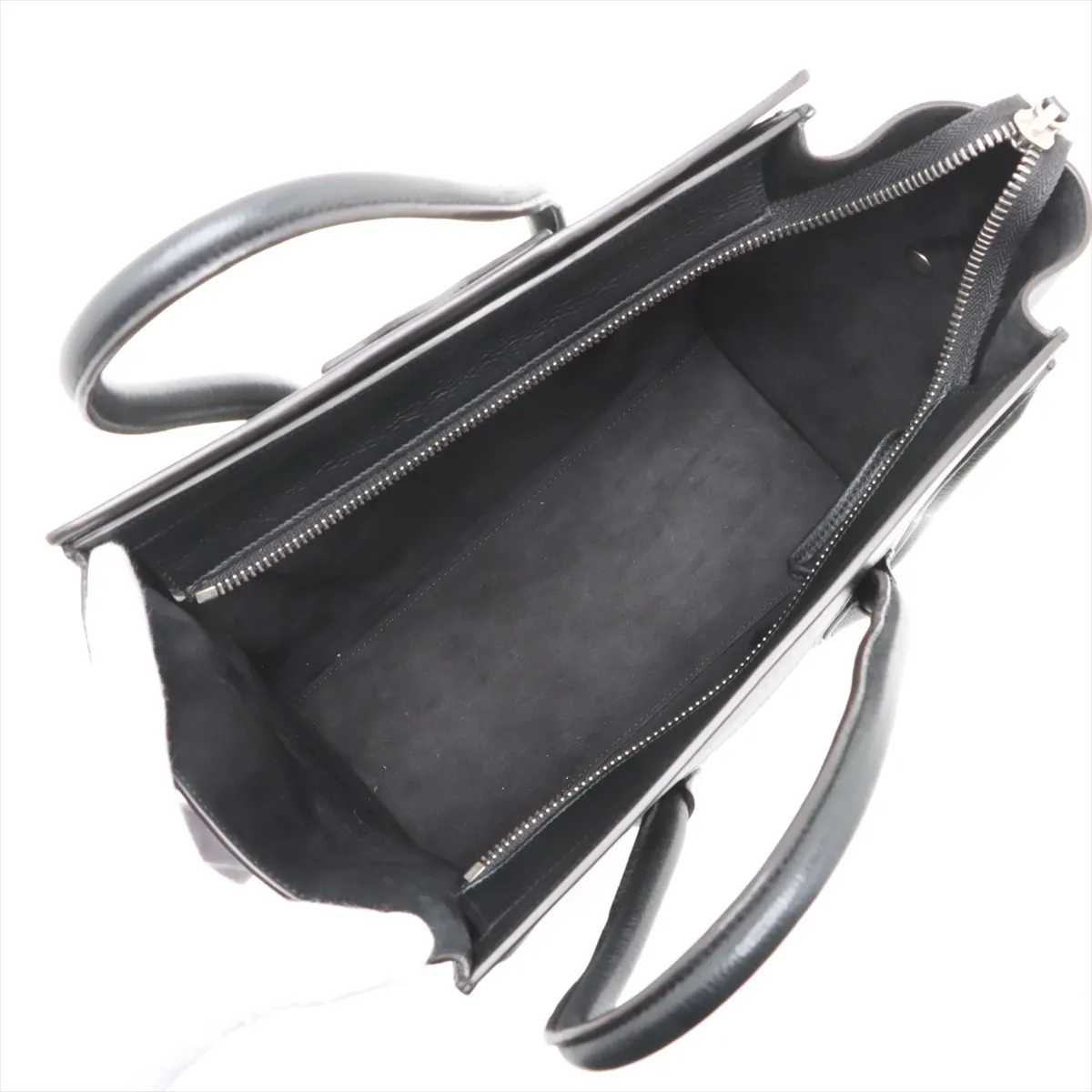 Luggage Micro Shopper Leather Handbag Black — view 7