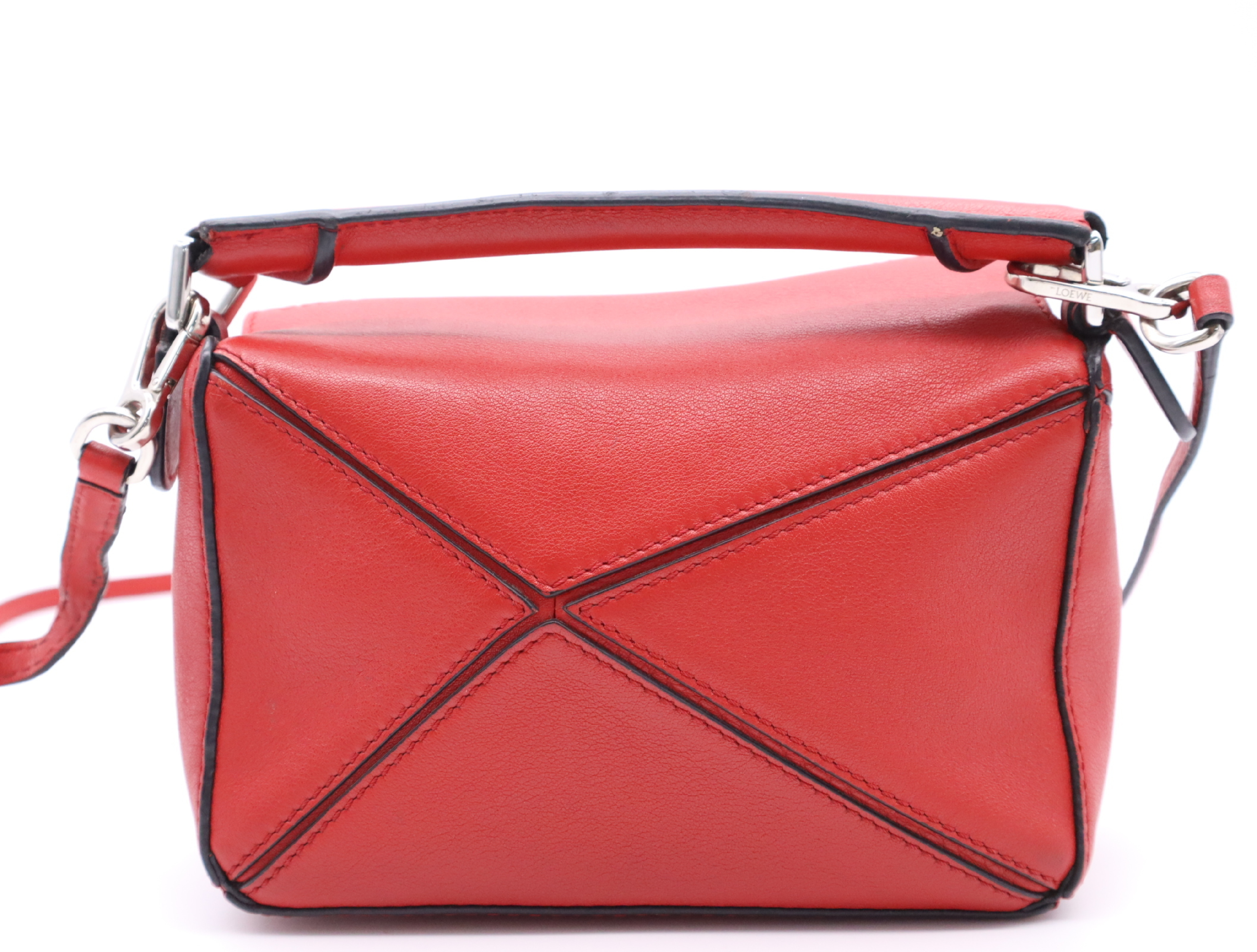 Leather Puzzle Bag Shoulder Bag Red with Shoulder Strap — view 2