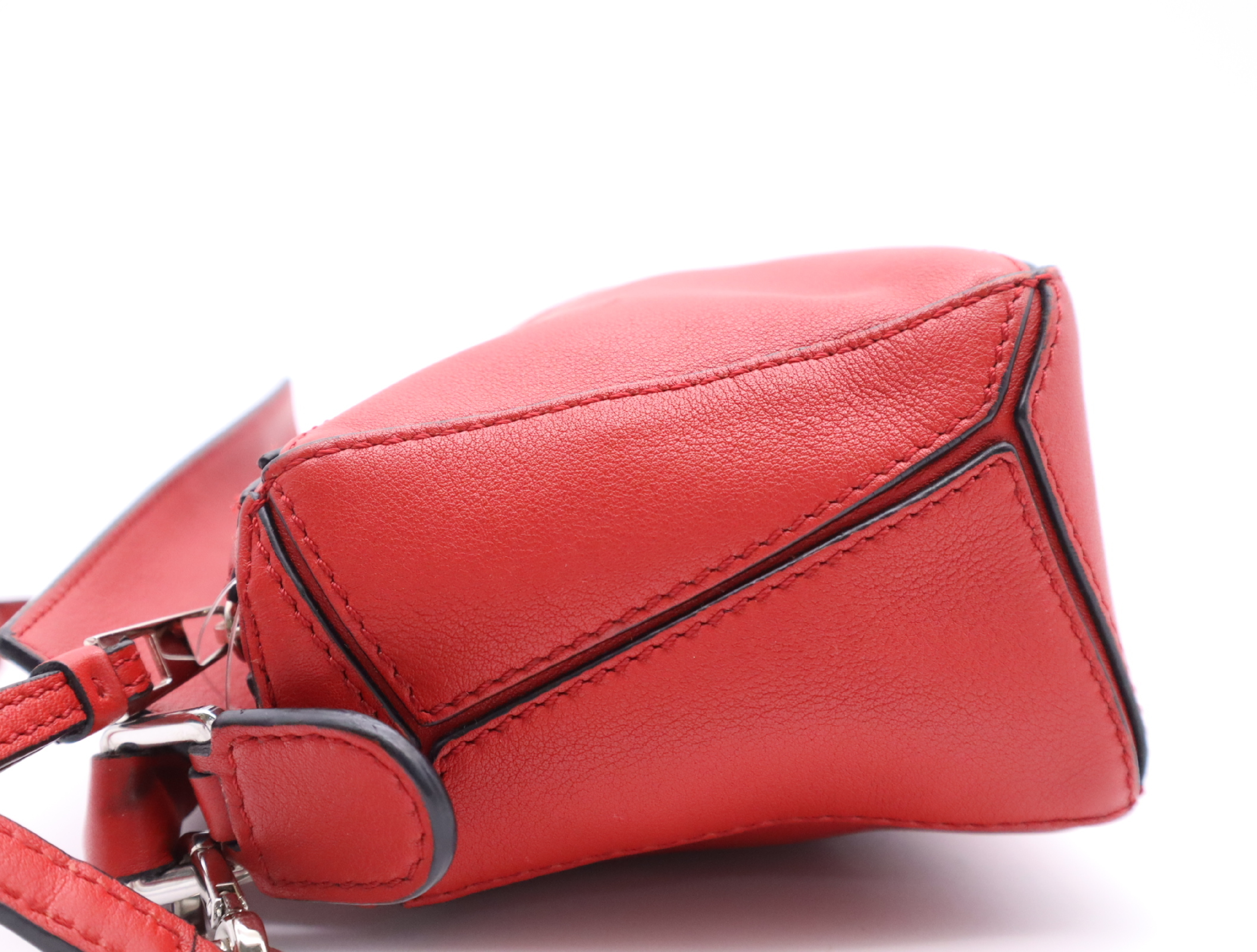 Leather Puzzle Bag Shoulder Bag Red with Shoulder Strap — view 3