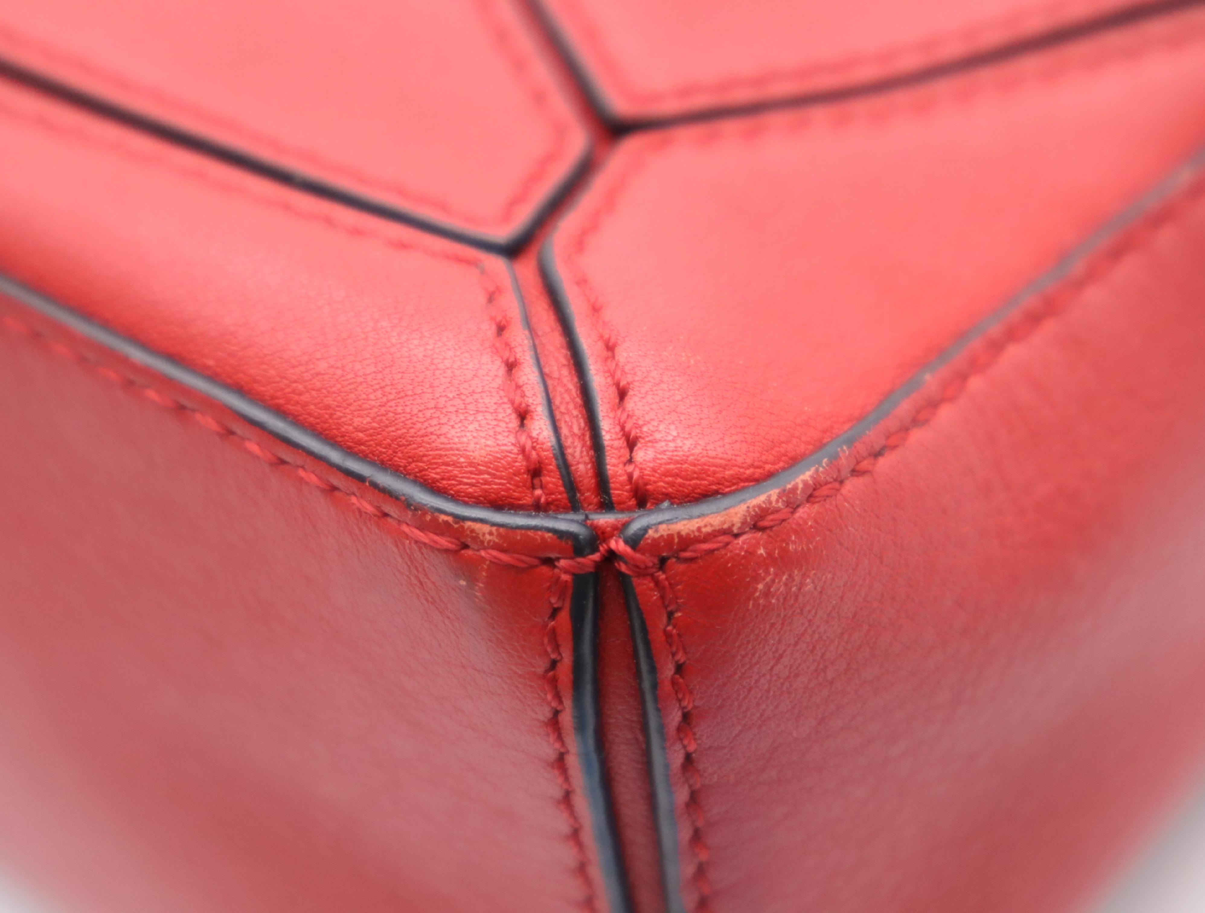 Leather Puzzle Bag Shoulder Bag Red with Shoulder Strap — view 7