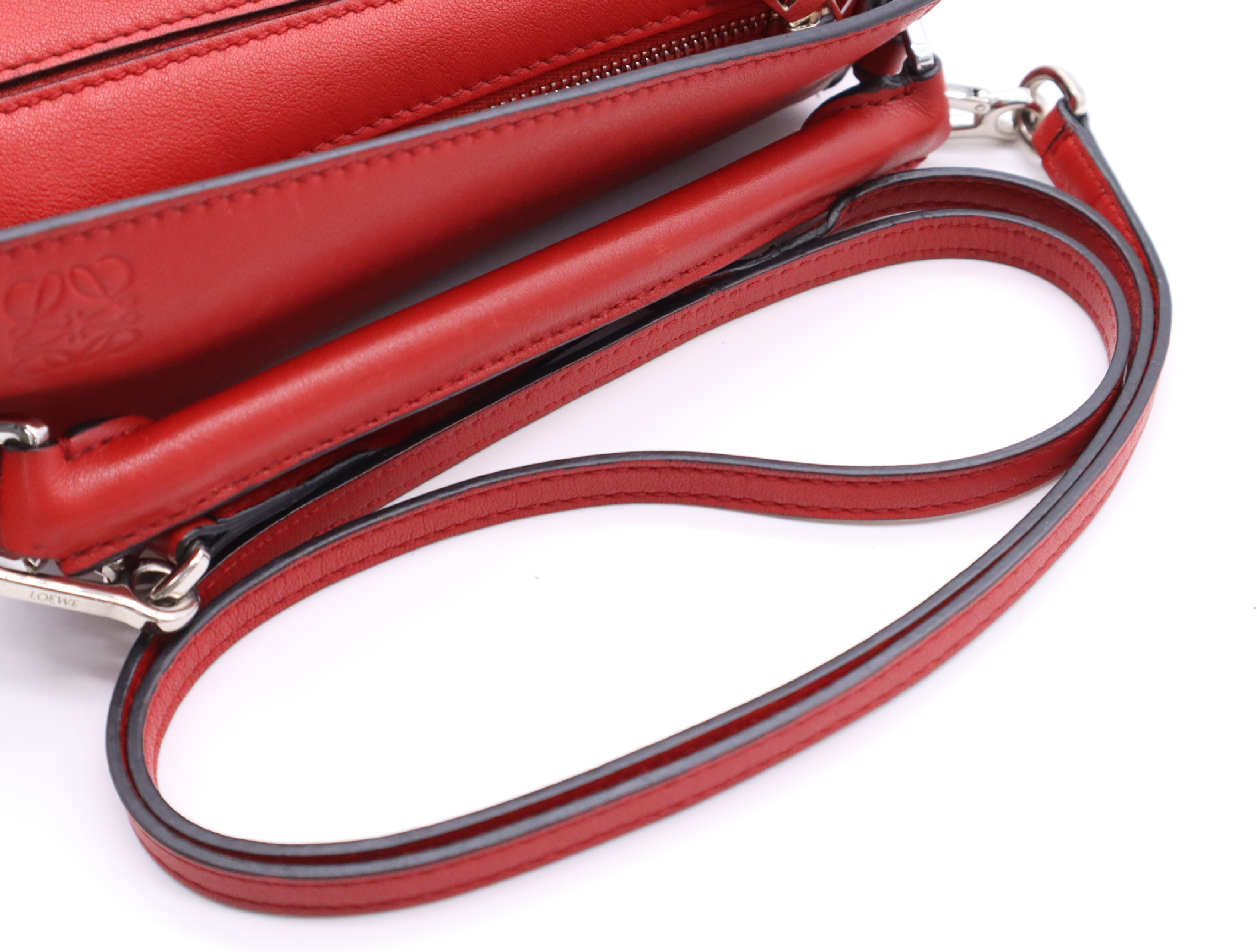 Leather Puzzle Bag Shoulder Bag Red with Shoulder Strap — view 10