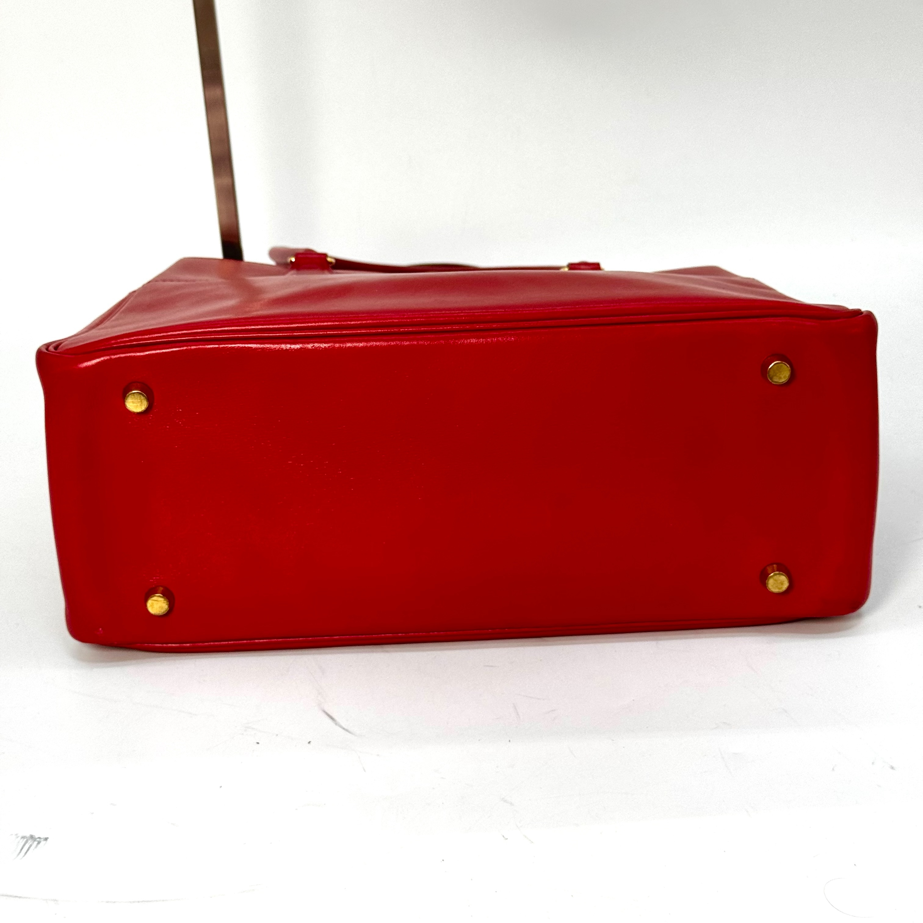 La (with Z stamp) Leather Tote Bag, Red Tote Bag, Handbag — view 4