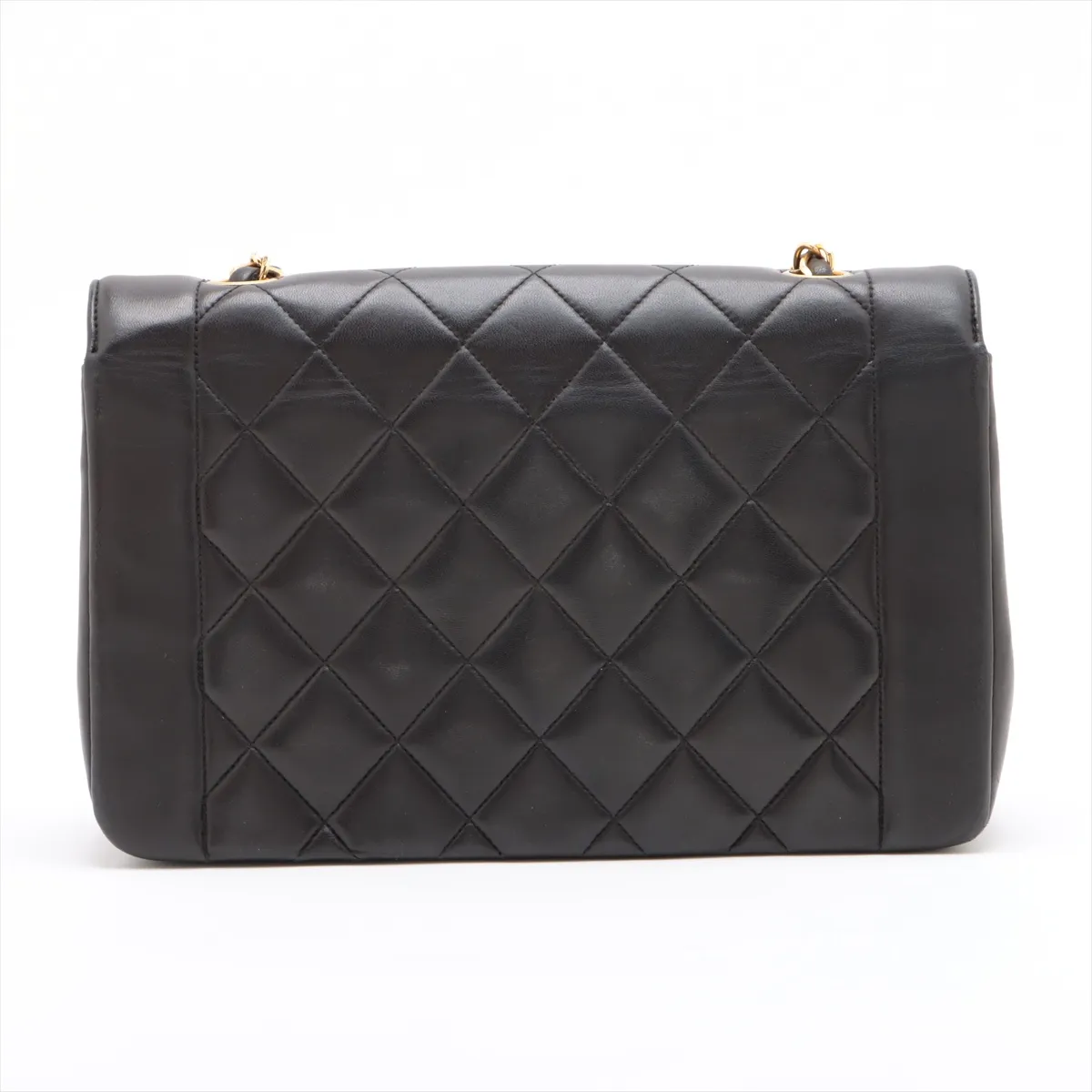 Matelasse Lambskin Single Flap Single Chain Bag Diana Flap Black Gold Hardware — view 2