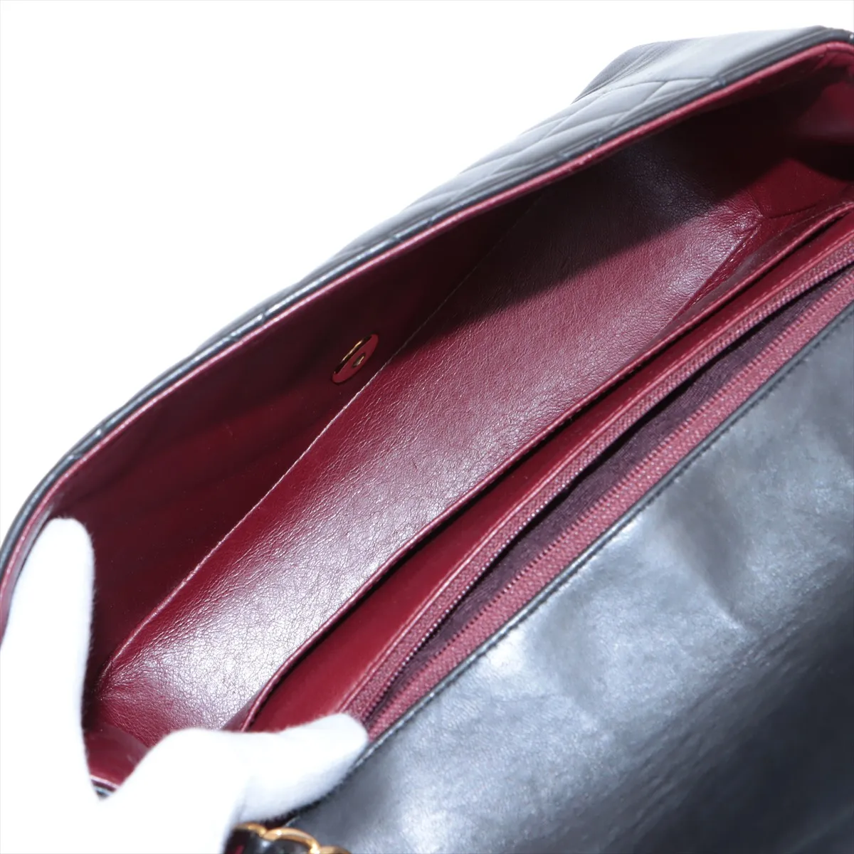 Matelasse Lambskin Single Flap Single Chain Bag Diana Flap Black Gold Hardware — view 6