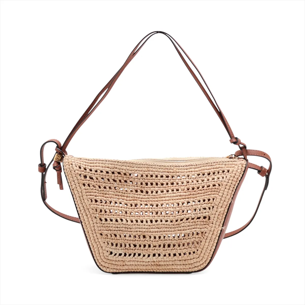 Hammock Mini Hobo Raffia x Leather Shoulder Bag Beige x Brown — view 2
