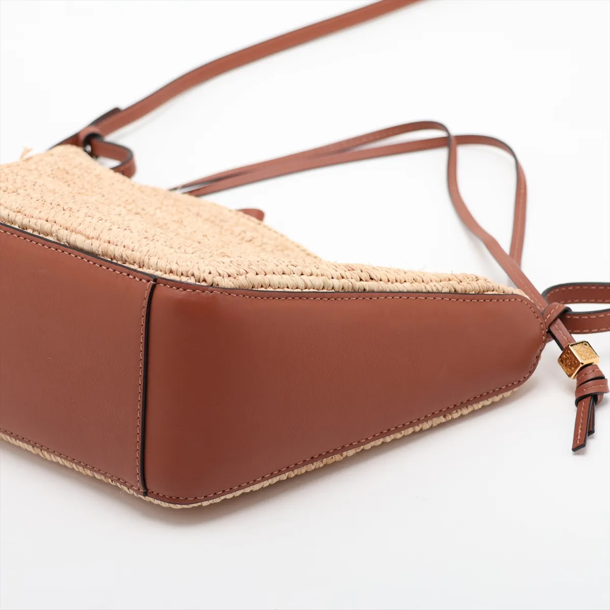 Hammock Mini Hobo Raffia x Leather Shoulder Bag Beige x Brown — view 3