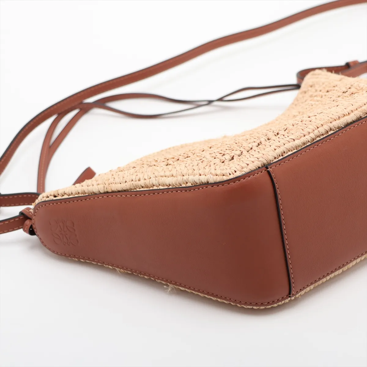 Hammock Mini Hobo Raffia x Leather Shoulder Bag Beige x Brown — view 4