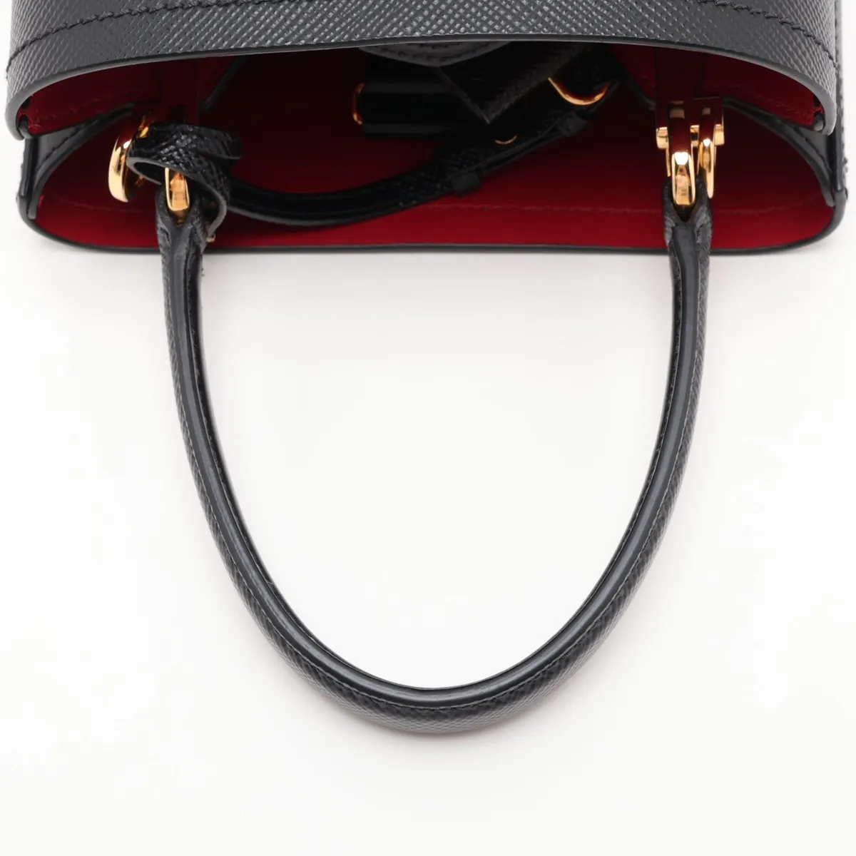 Saffiano Cuir Leather 2-Way Handbag, Black, 1BA217 — view 5