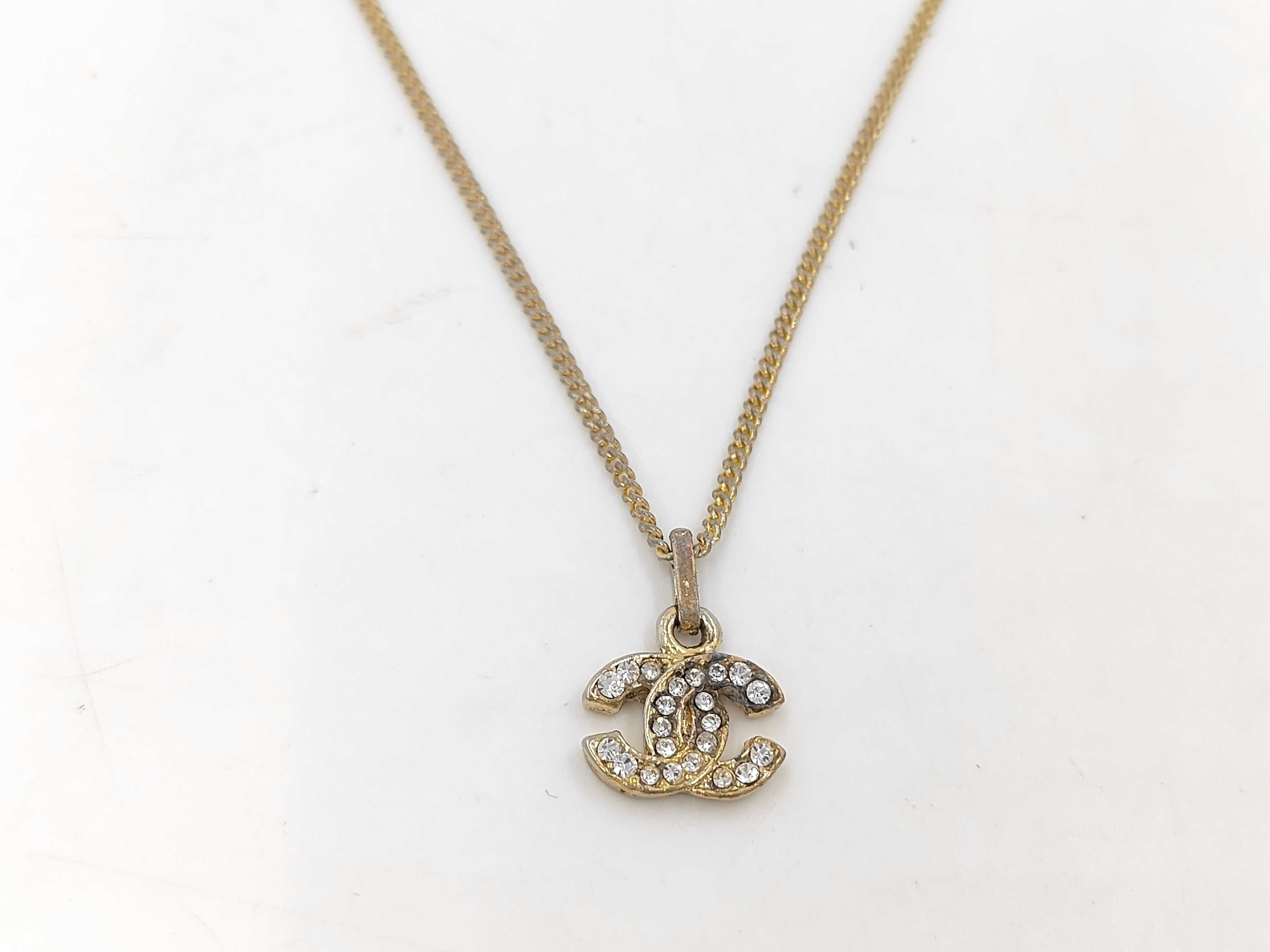 Coco Mark Rhinestone Gold Necklace