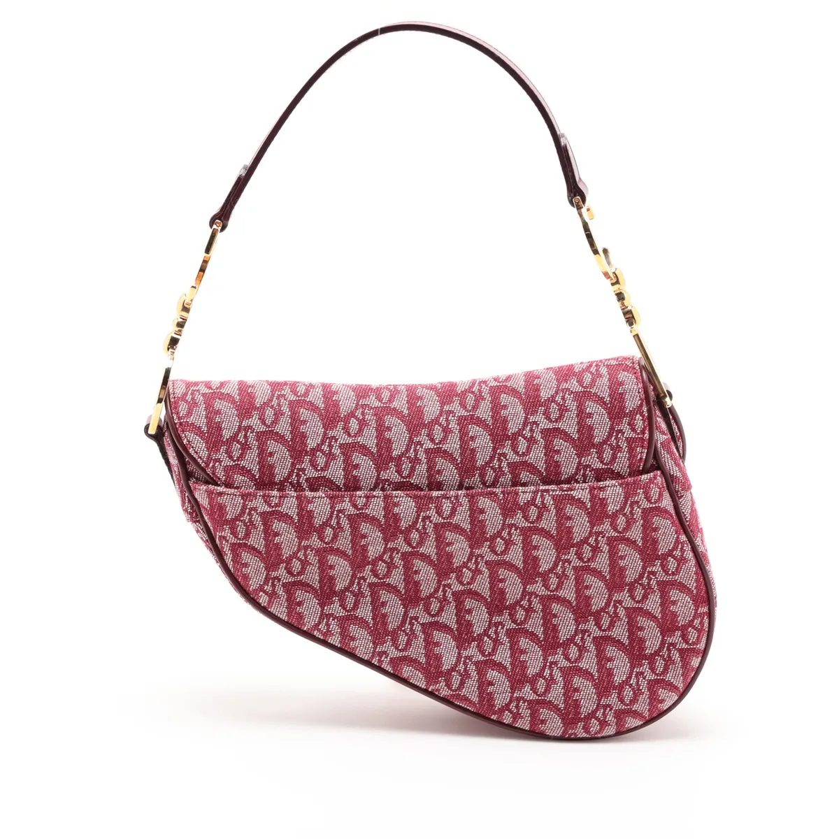 Trotter Saddle Canvas x Leather Handbag, Red — view 2