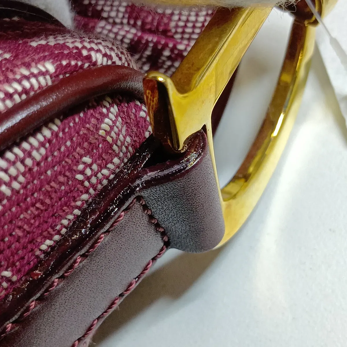 Trotter Saddle Canvas x Leather Handbag, Red — view 13