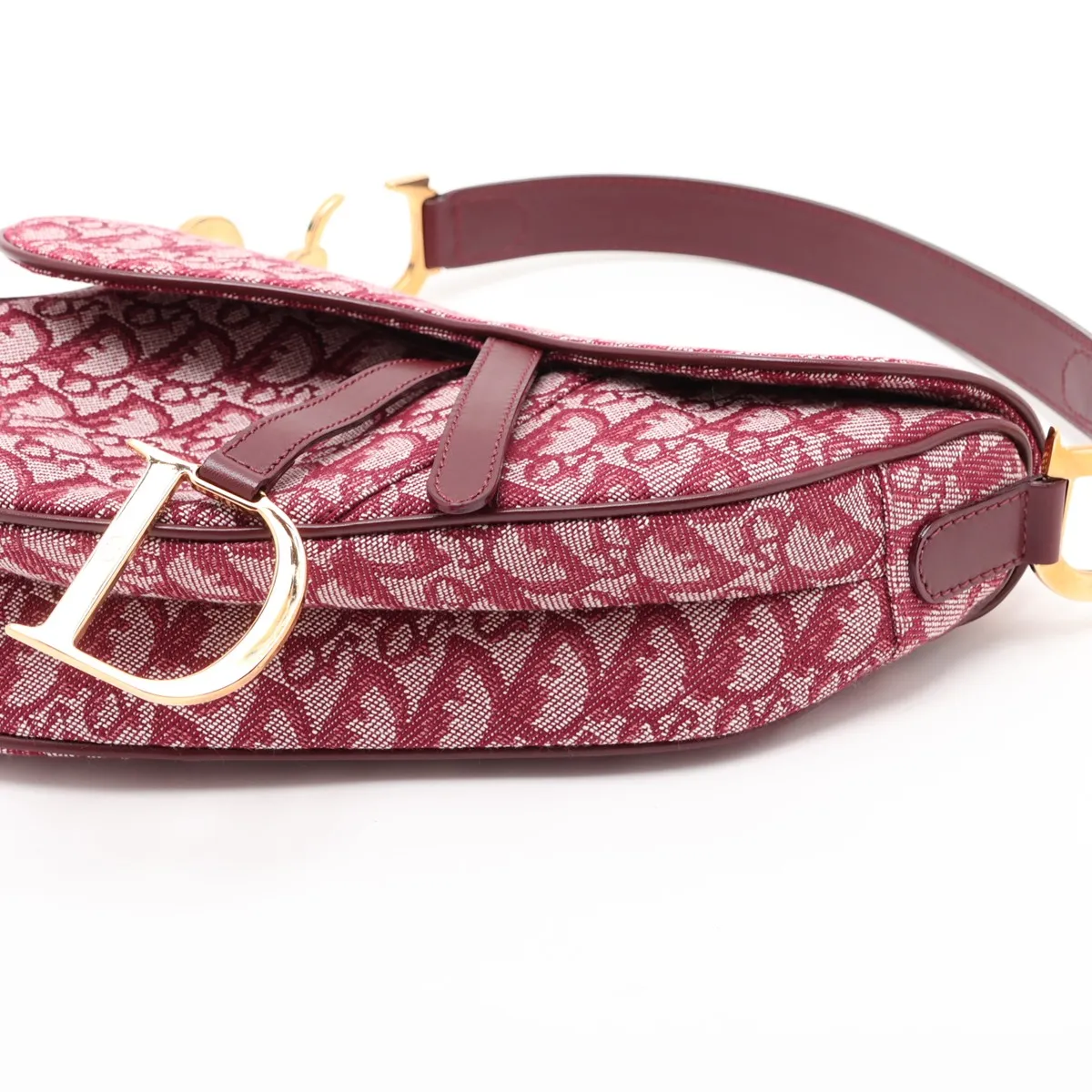 Trotter Saddle Canvas x Leather Handbag, Red — view 3