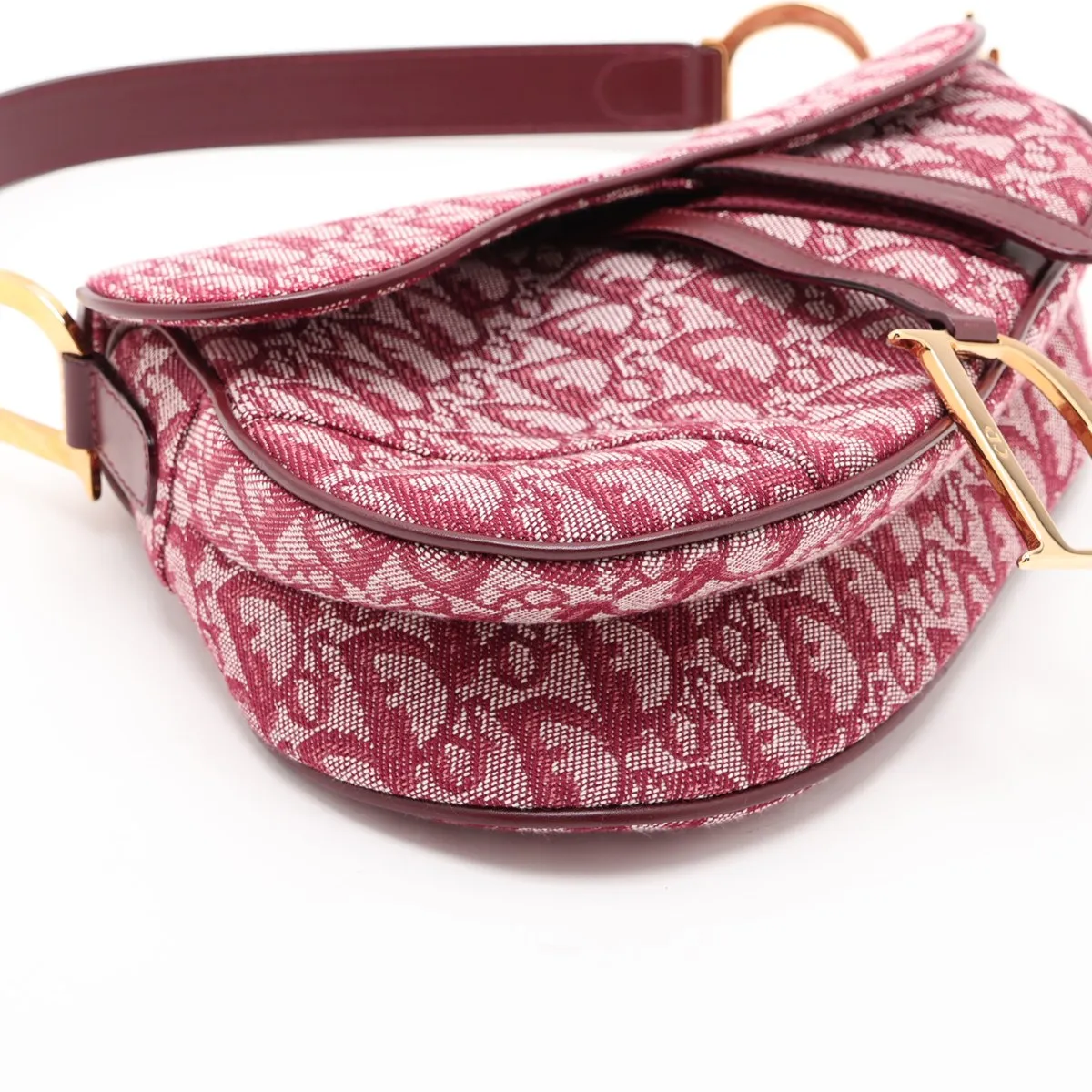 Trotter Saddle Canvas x Leather Handbag, Red — view 4