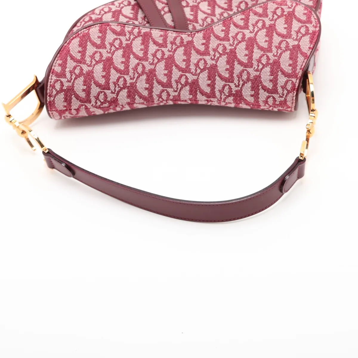 Trotter Saddle Canvas x Leather Handbag, Red — view 5