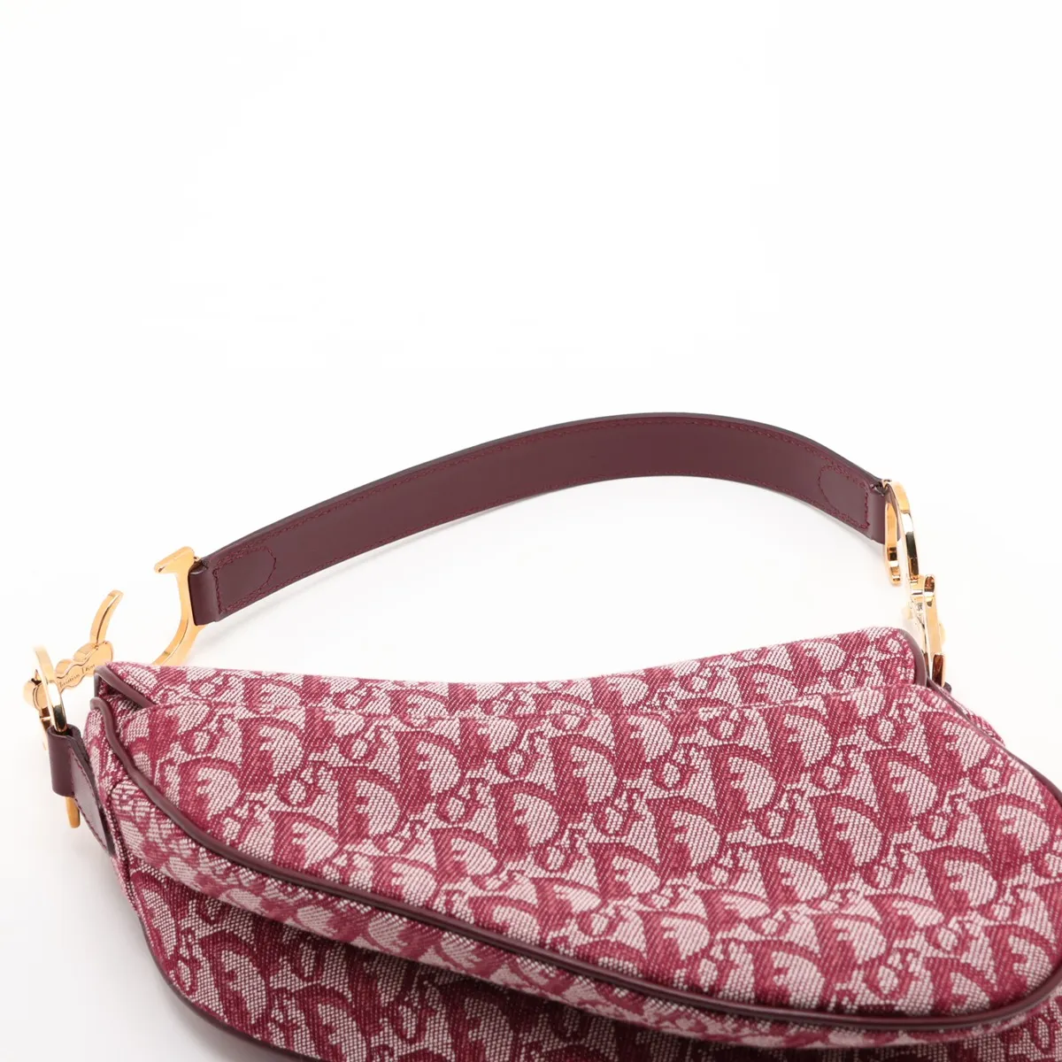 Trotter Saddle Canvas x Leather Handbag, Red — view 6