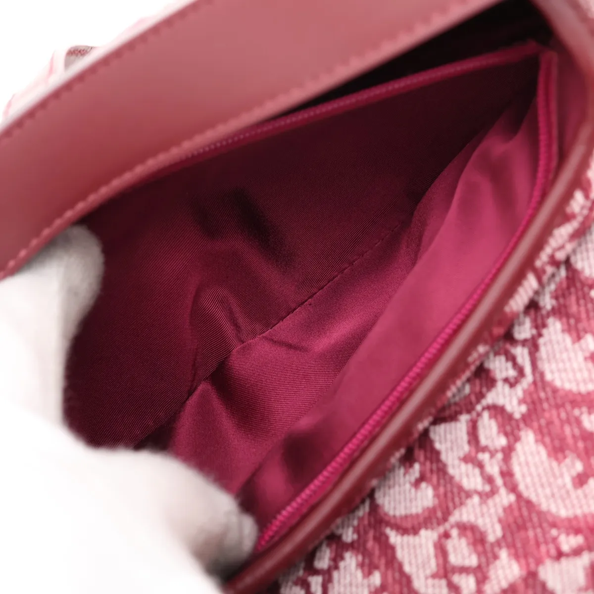 Trotter Saddle Canvas x Leather Handbag, Red — view 8
