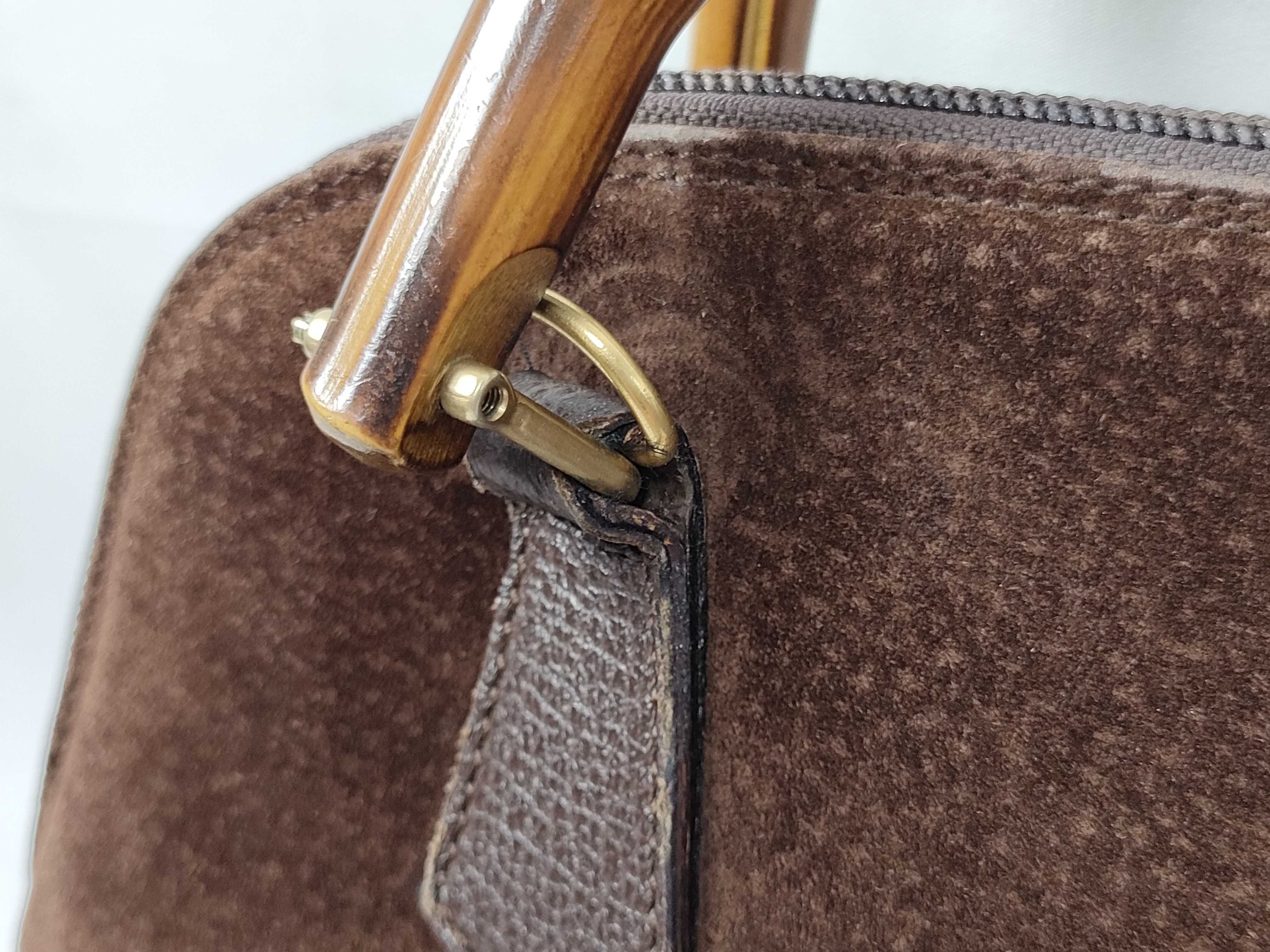 Bamboo Brown Suede Bamboo Handbag — view 4